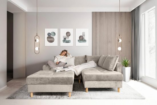 COLLECTION AB Ecksofa 30 Jahre Jubiläums-Modell REIMS L-Form, Ottomane beidseitig montierbar - Einrichtungsbeispiel