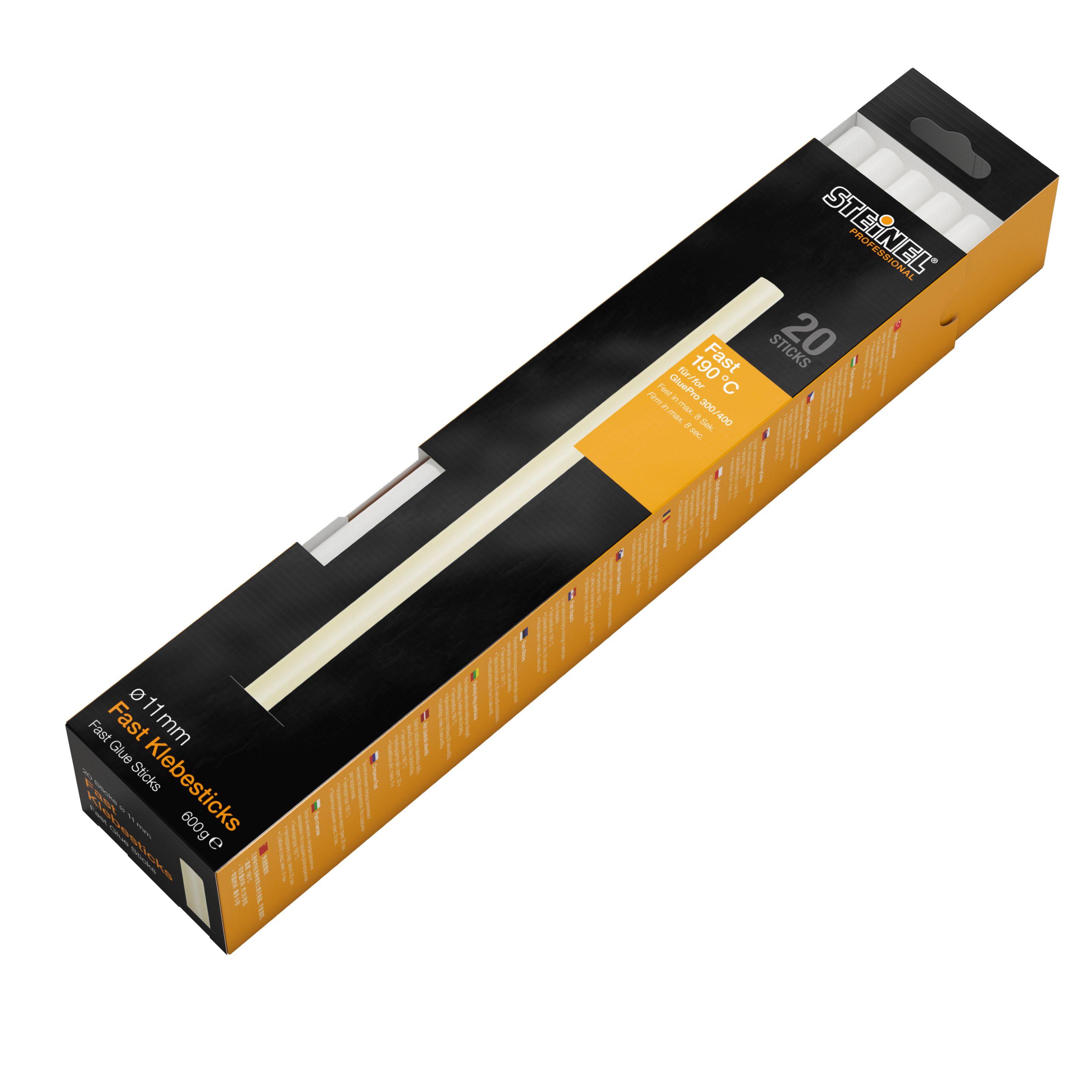 steinel Klebesticks Fast, Ø11 mm, 20x Heißklebe-Patronen, Schnellaushärtender Schmelzkleber