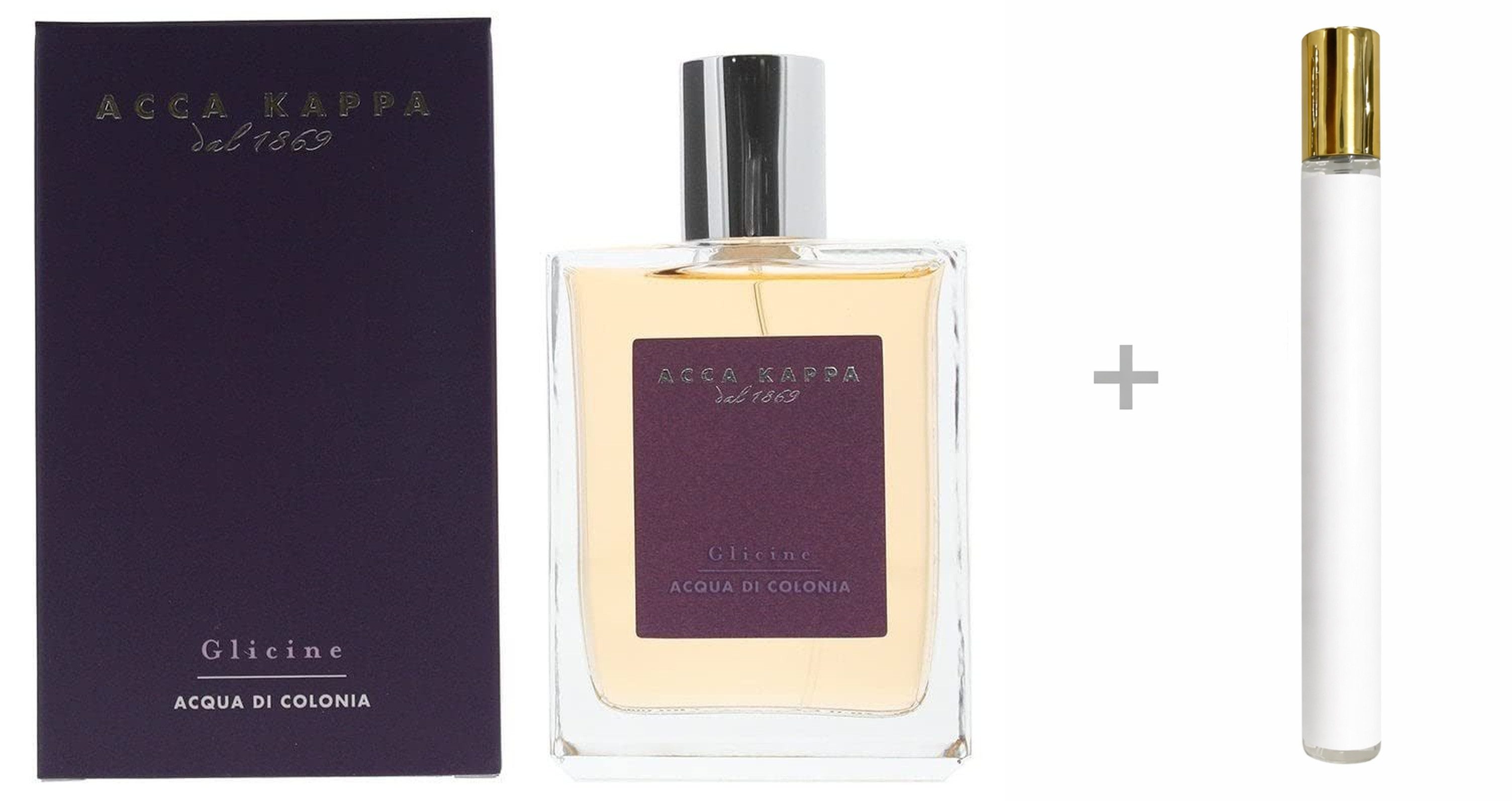 Acca Kappa Duft-Set Glicine Eau de Cologne (EDC) Damen Spray mit Reiseduft, Fruchtig-blumiger Duft mit Zitrone, Glyzinie, Vanille und Moschus