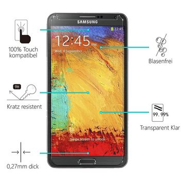 CoolGadget Schutzfolie Panzerfolie für Samsung Galaxy Note 3, (9H Härtegrad, 2x Schutzglas, 1xReinigungset), Displayfolie Panzer Schutzfolie 2 Stück für Samsung Note 3 Glas Folie