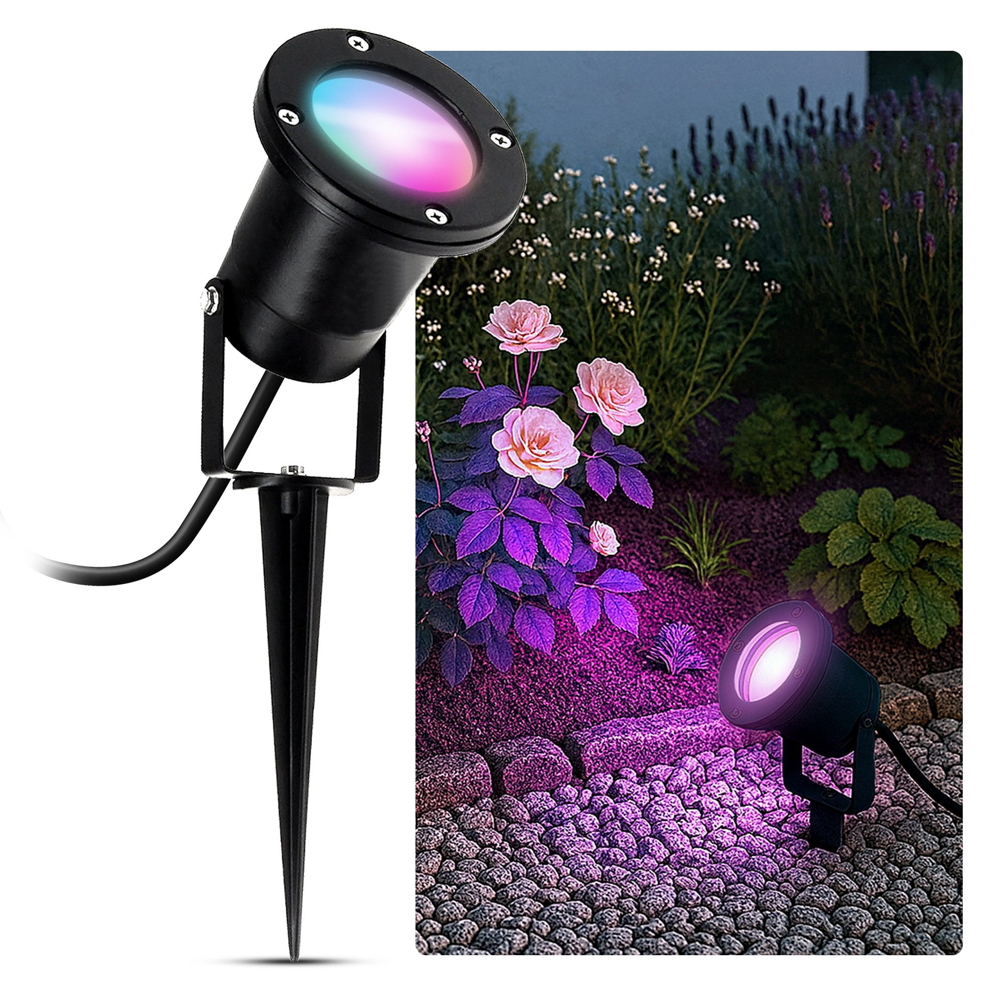 SSC-LUXon LED Gartenstrahler Gartenstrahler KARI Erdspieß schwarz IP65 mit WiFi RGB GU10 Прожекторы, RGB & Weißtöne