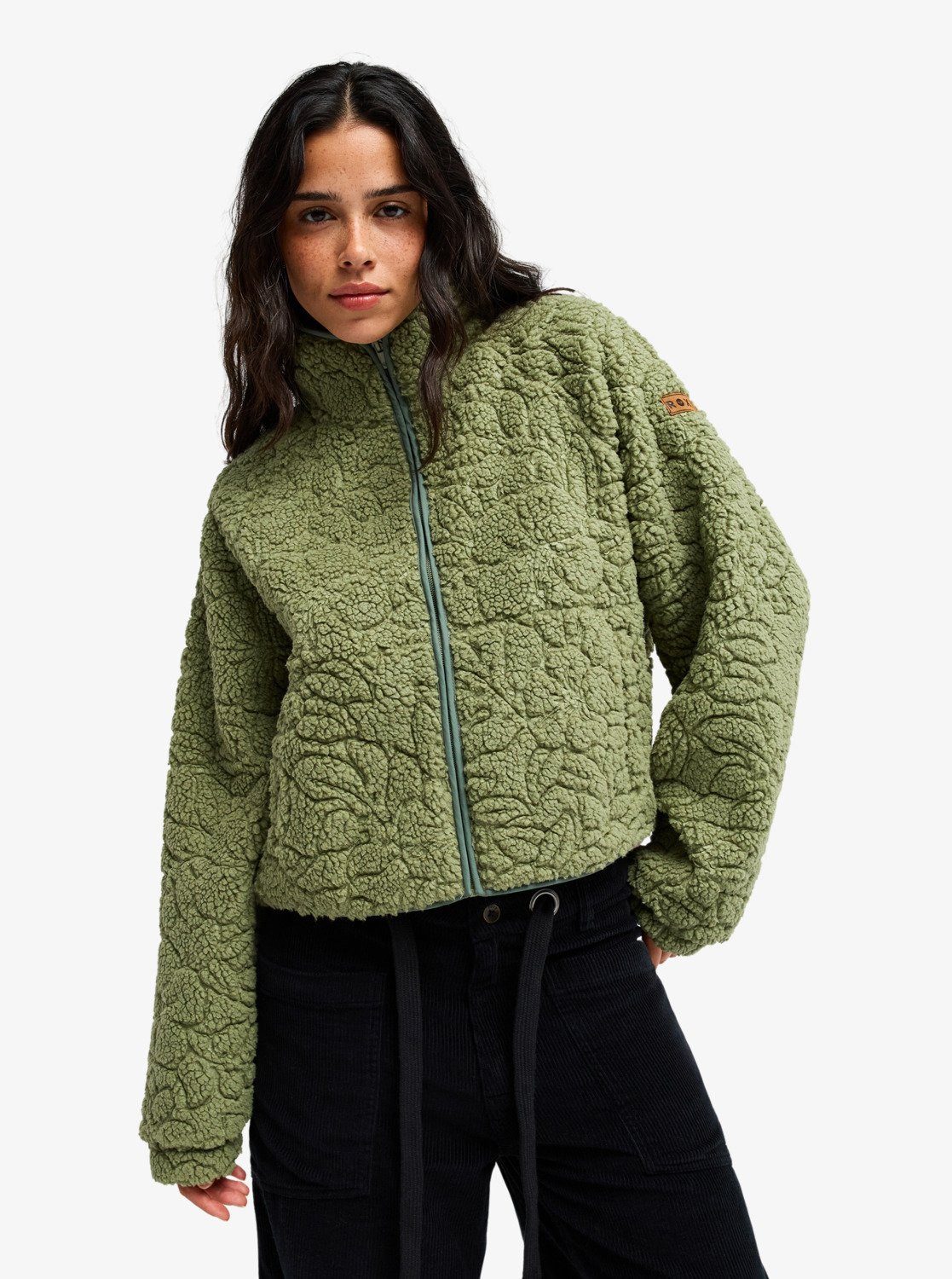 Roxy Fleecejacke BLURRY CLOUD für kühle Tage, aus Polyester, leichtes Material, sportlicher Stil