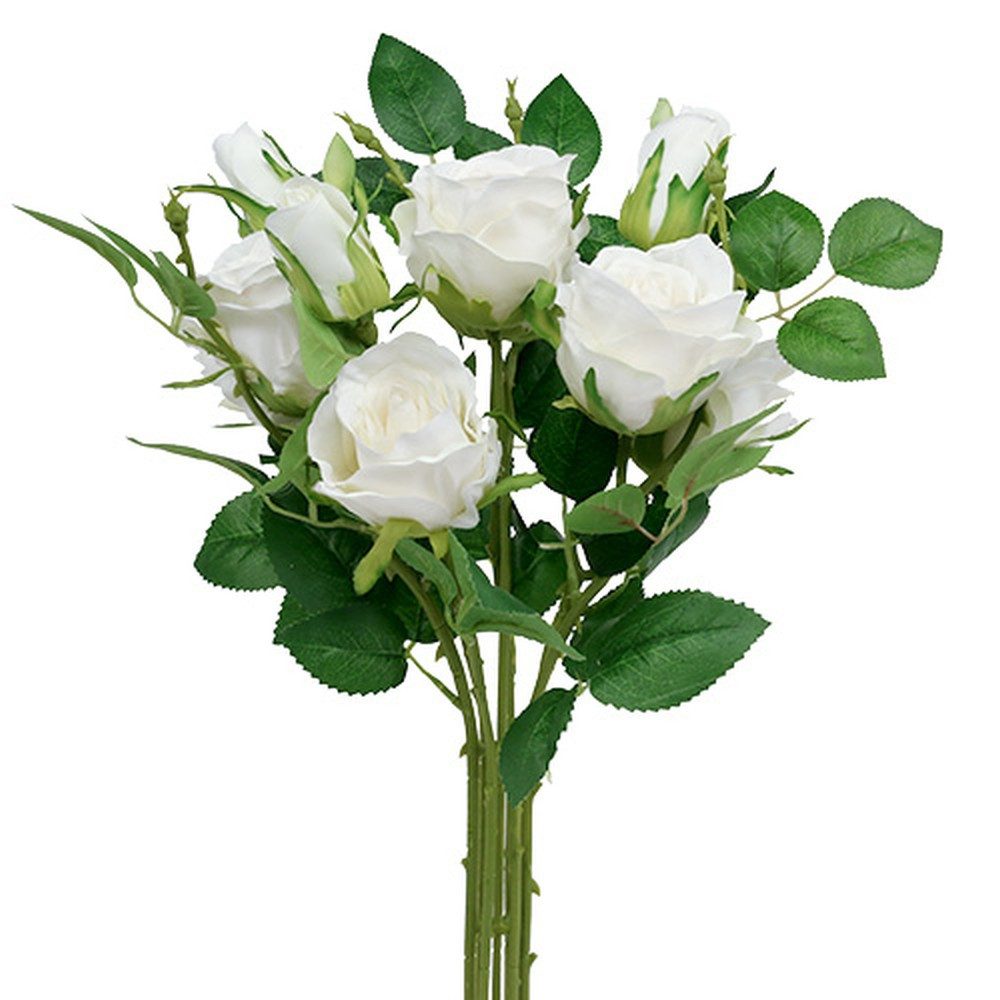 Kunstblume Künstlicher Rosenstrauß Weiß 46cm - Dekoration, Premium, Florists Products, Höhe 46 cm