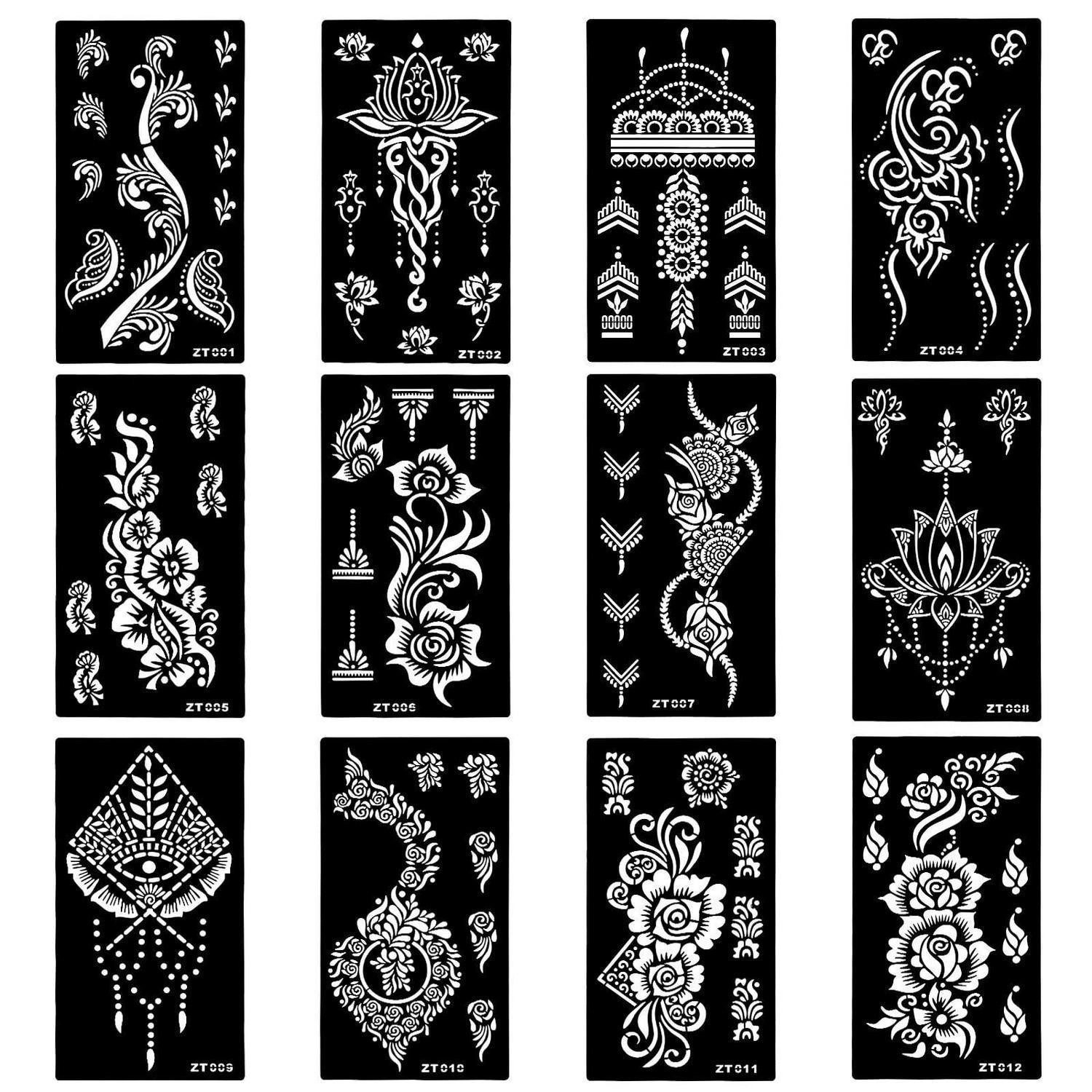 LuxusKollektion Kindertattoo Schablonen Henna Glitzer 12 Stück 21x11.5cm