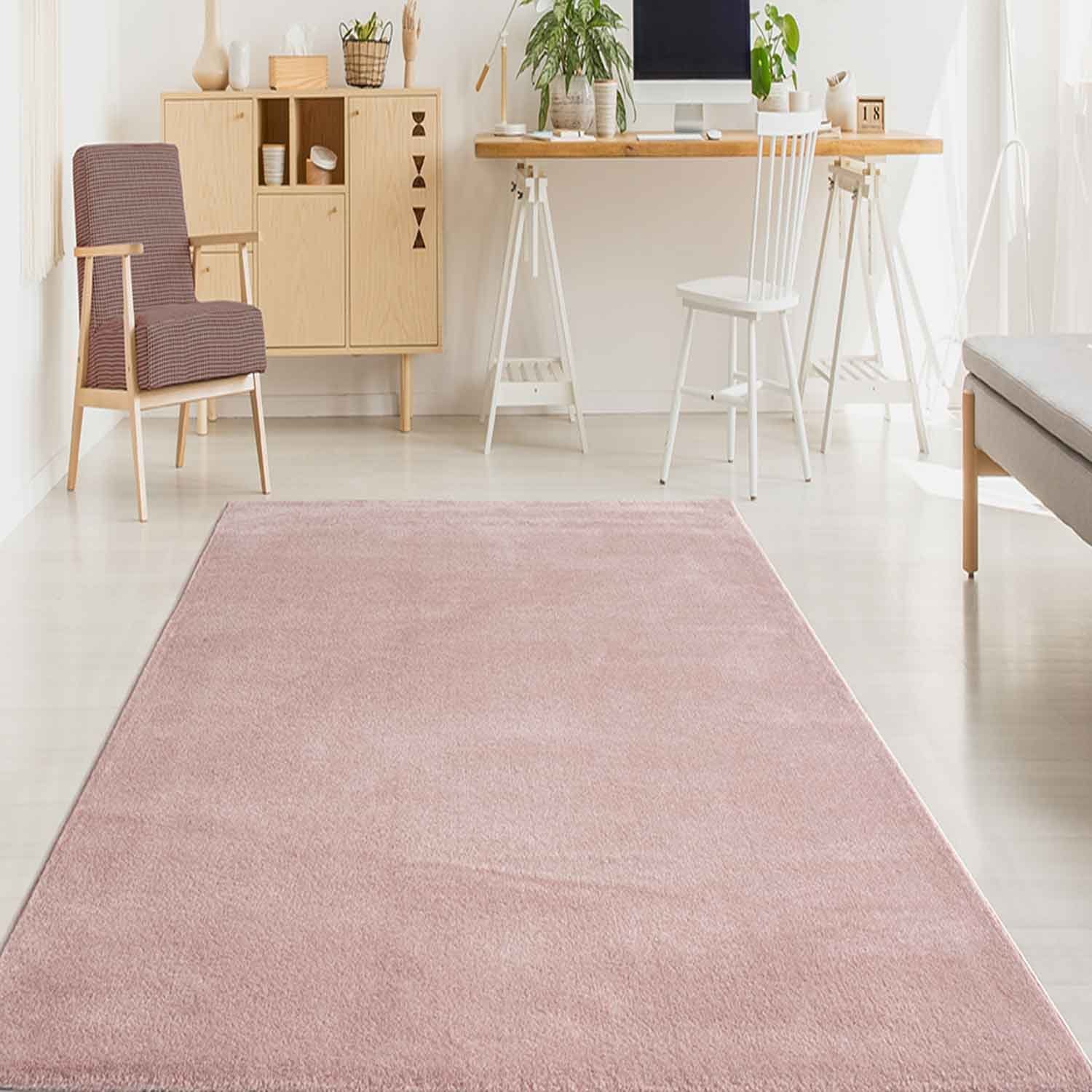 Vimoda Teppich Teppich Wohnzimmer Kurzflor, Rechteckig, Höhe: 8 mm, Teppich Einfarbig weich gewebt, Modern, in Versch. Größen & Farben