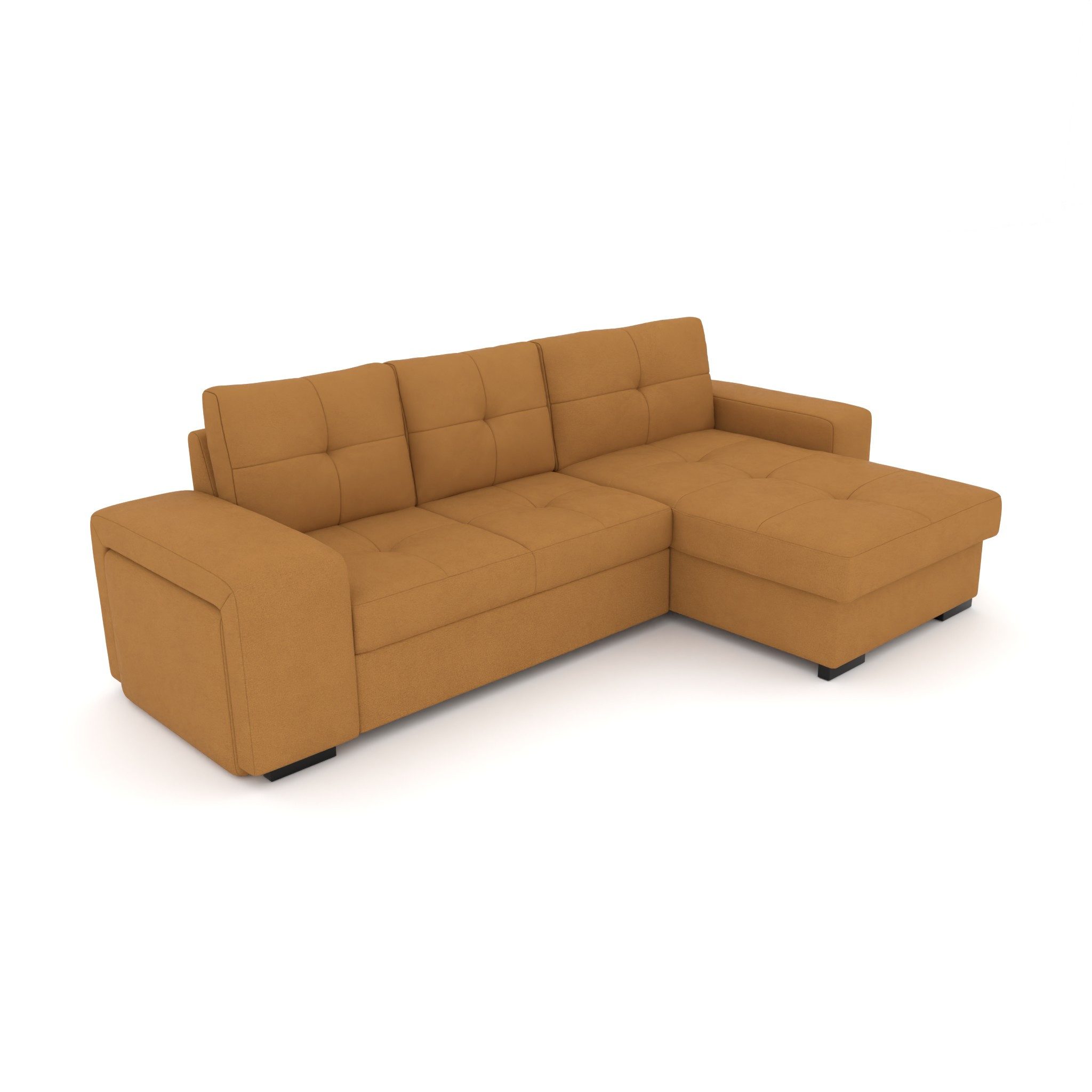 foamnova Ecksofa Treviso, Recamiere links/rechts, B 268 cm, Geradlinig, abgesteppte Polster, fester Sitz & integrierter Hocker