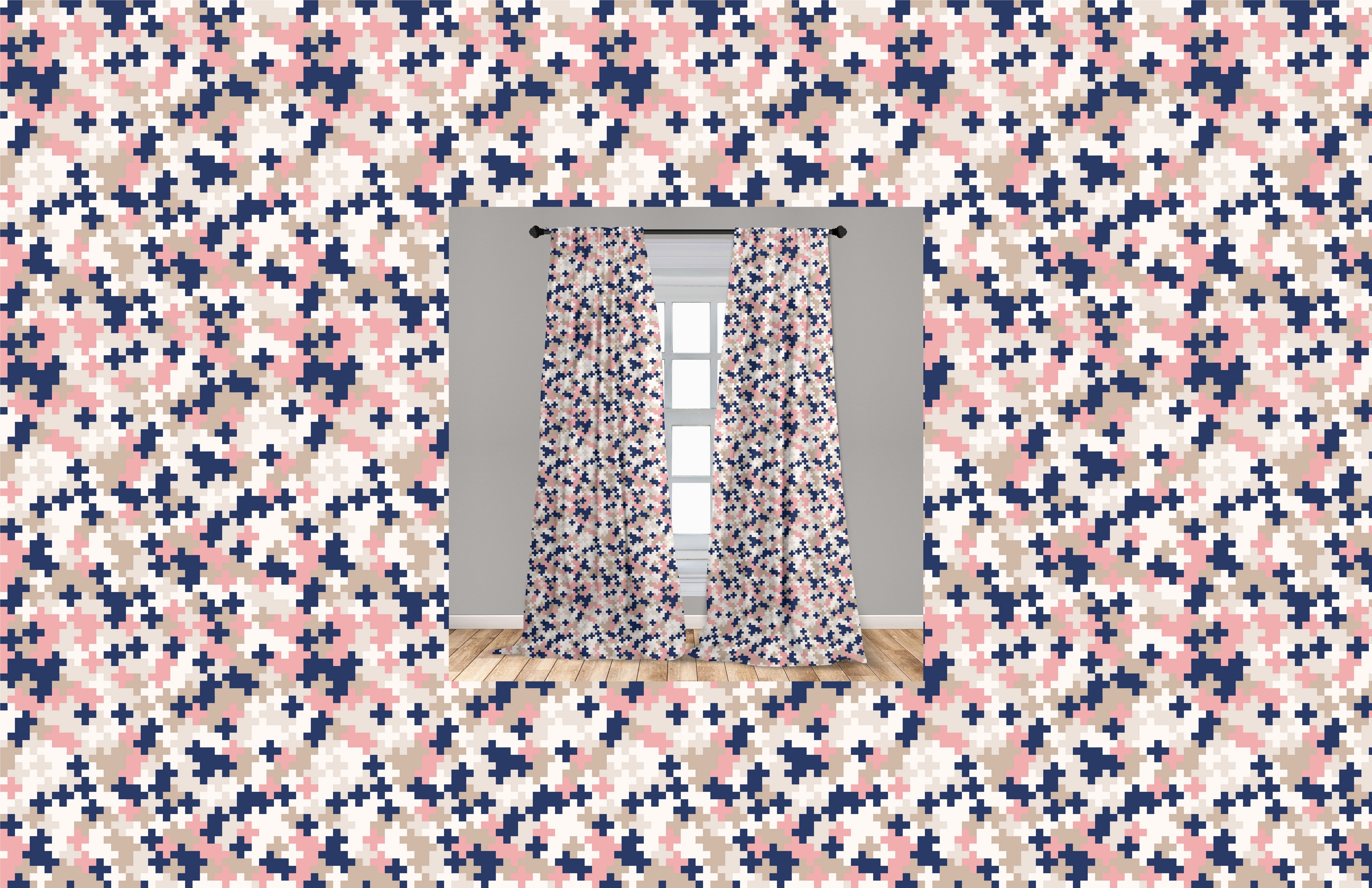 Gardine Vorhang Mosaic Dekor, Wohnzimmer für Contemporary Microfaser, Abakuhaus, erröten Rosa Schlafzimmer Art
