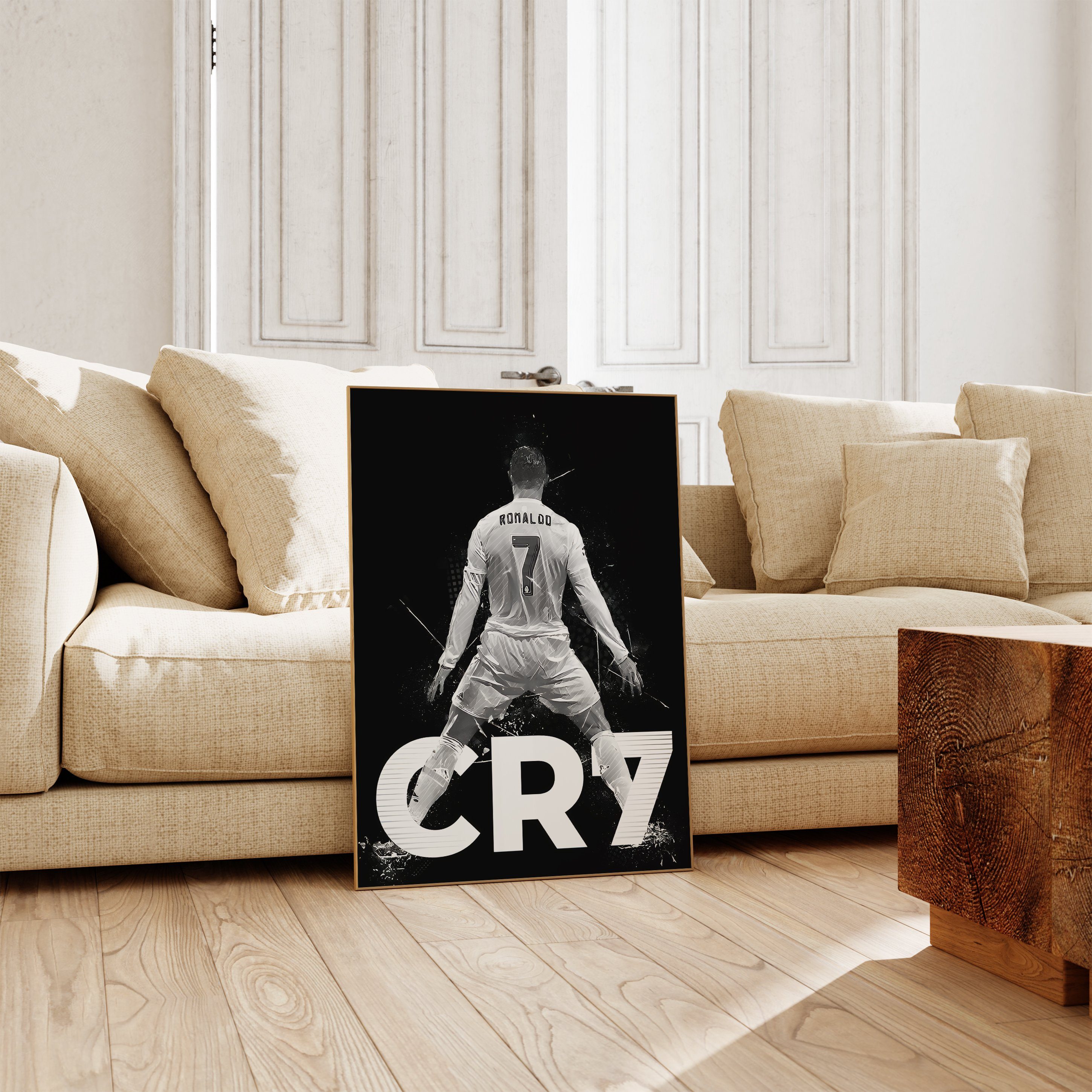 JUSTGOODMOOD Poster ® Christiano Ronaldo CR7 · Schwarz Weiß · Fußball · ohne Rahmen
