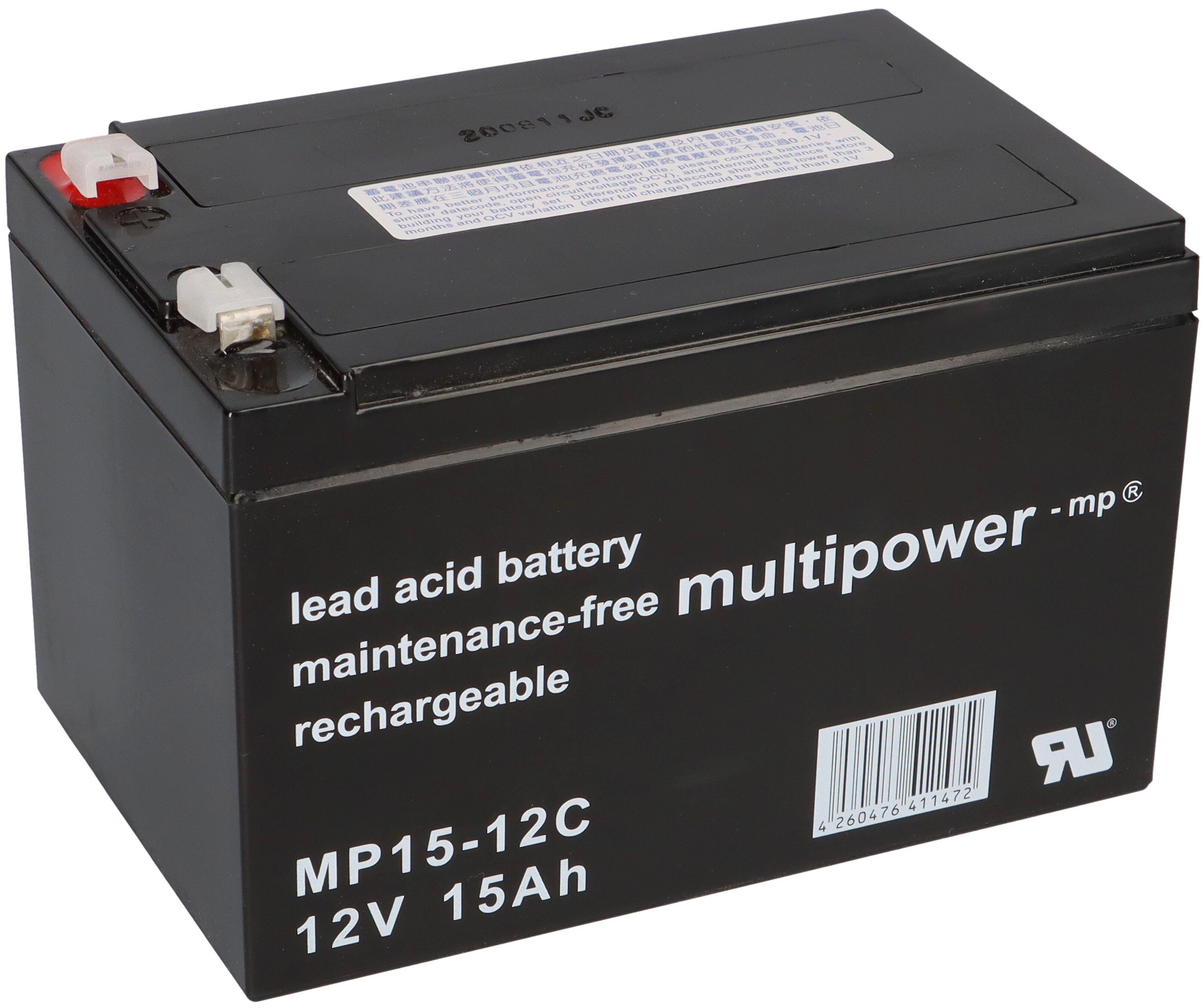 Multipower Elektro-Roller-Scooter Batterie Akku 12V 15 AH MP Elektromobil-Akku