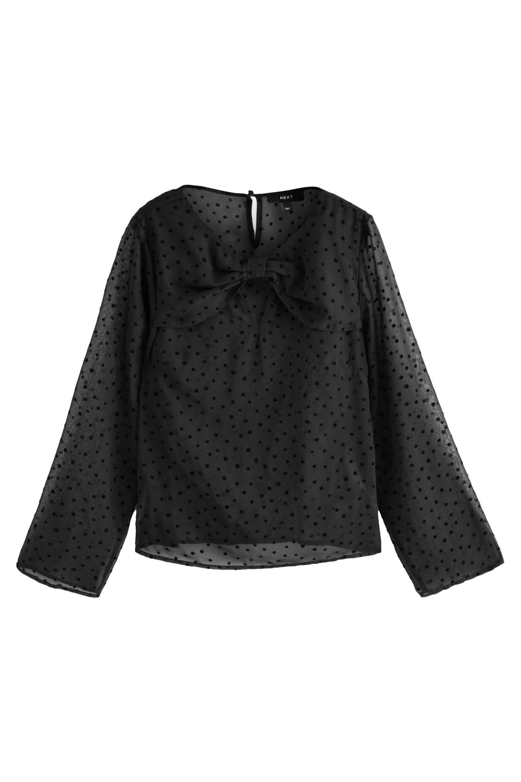 Langarmbluse Transparente Bluse mit Schleifendetail