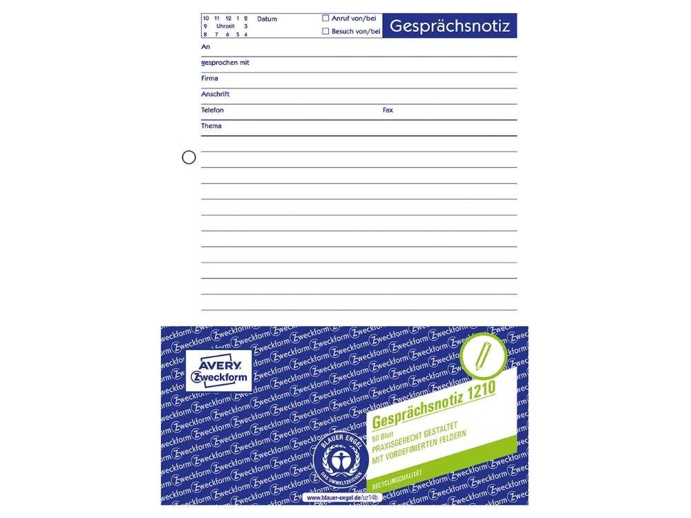 Formularblock Avery Zweckform Recycling Formularbuch '1210' Gesp