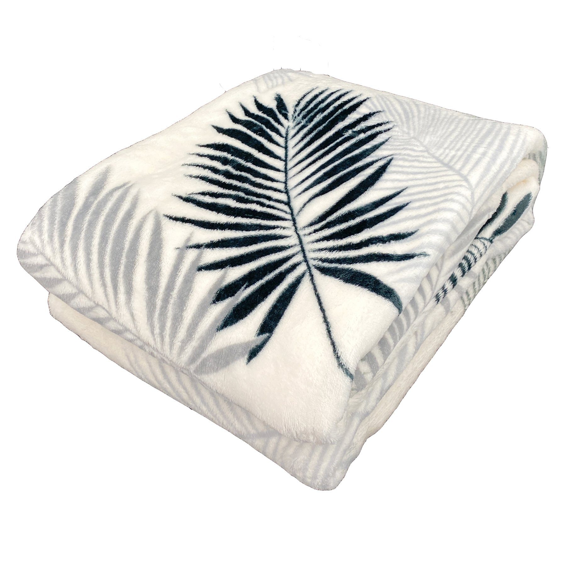 Wohndecke Kuscheldecke Palmblätter Soft Flanell Sofadecke, günstig online kaufen