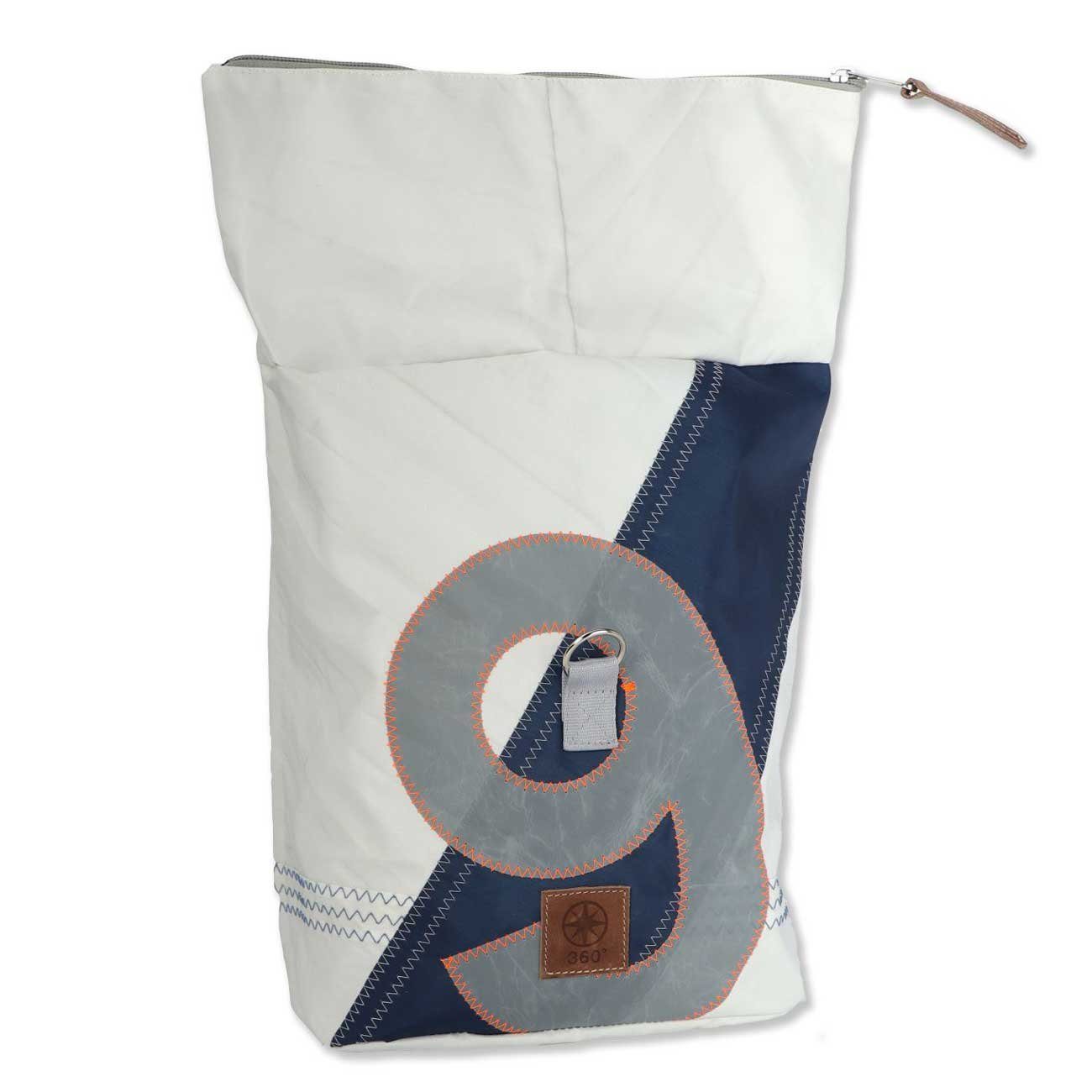 360Grad Freizeittasche Rucksack Möwe Segeltuch weiß-grau Zahl blau