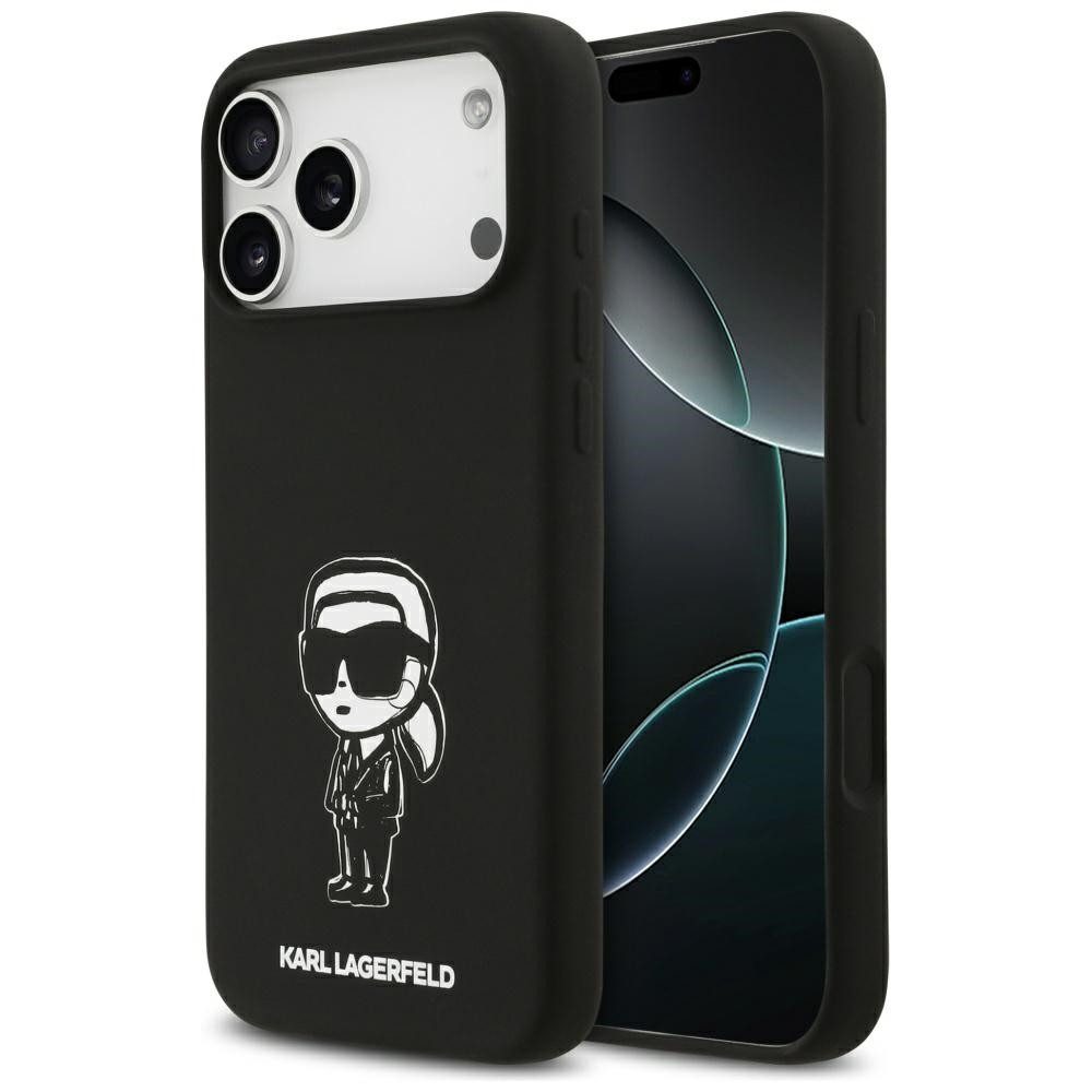 KARL LAGERFELD Handyhülle MagSafe iPhone 17 Pro Max Silikon schwarz Logo 6,9 Zoll, Kantenschutz