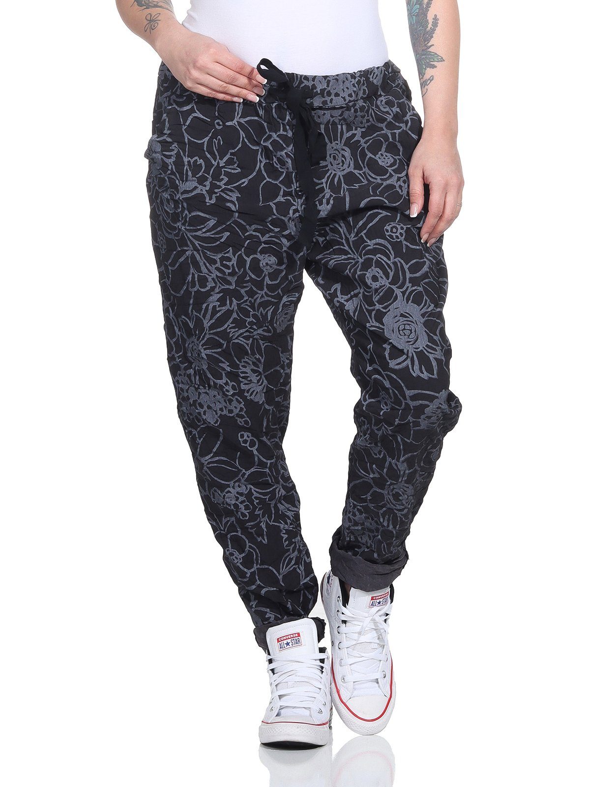 Mississhop Chinohose Trendige Jogger-Hose mit Print günstig online kaufen