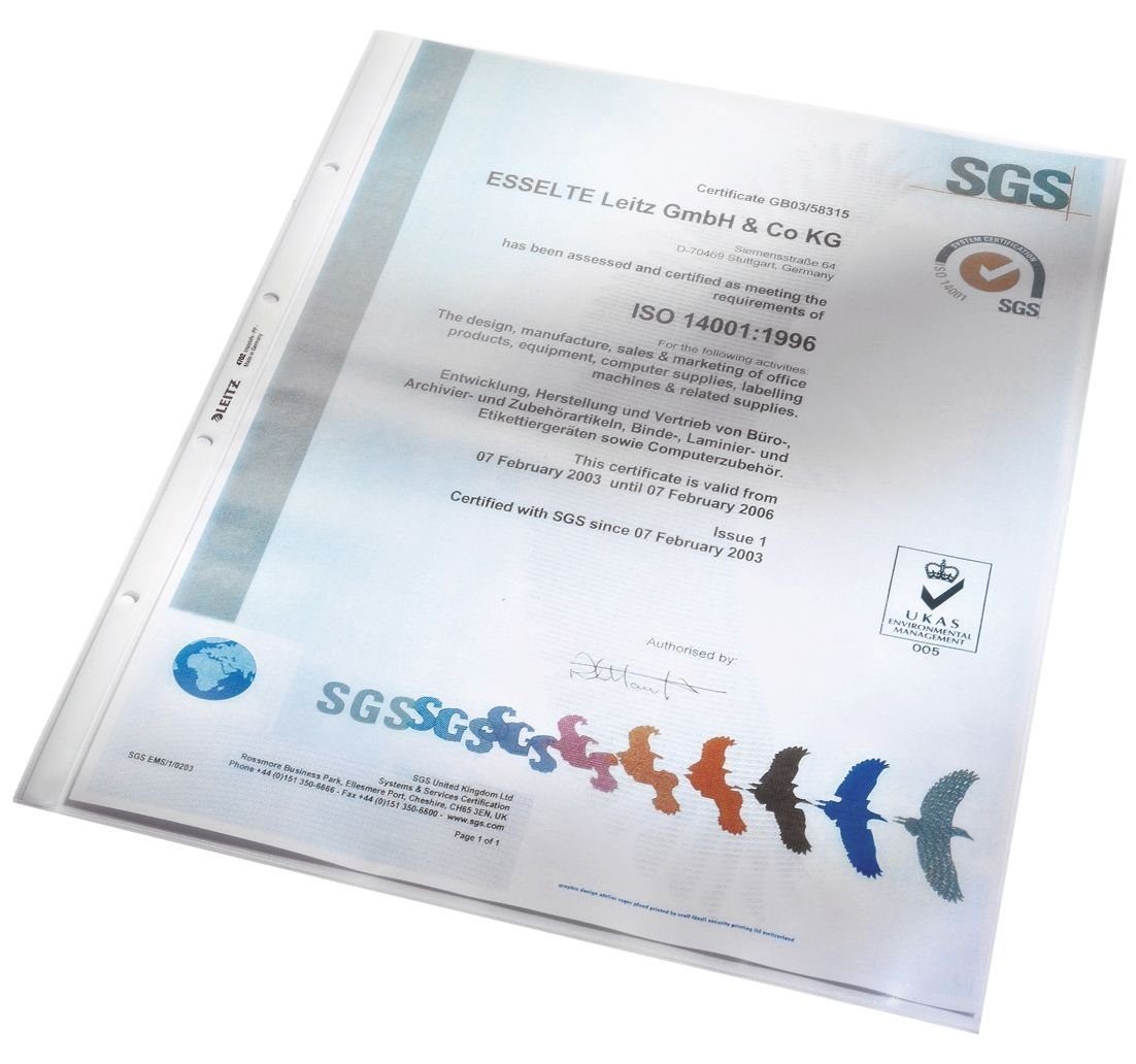 LEITZ Prospekthülle 50er Prospekthülle Standard A3 hoch PP genarbt dokumentenecht farblos