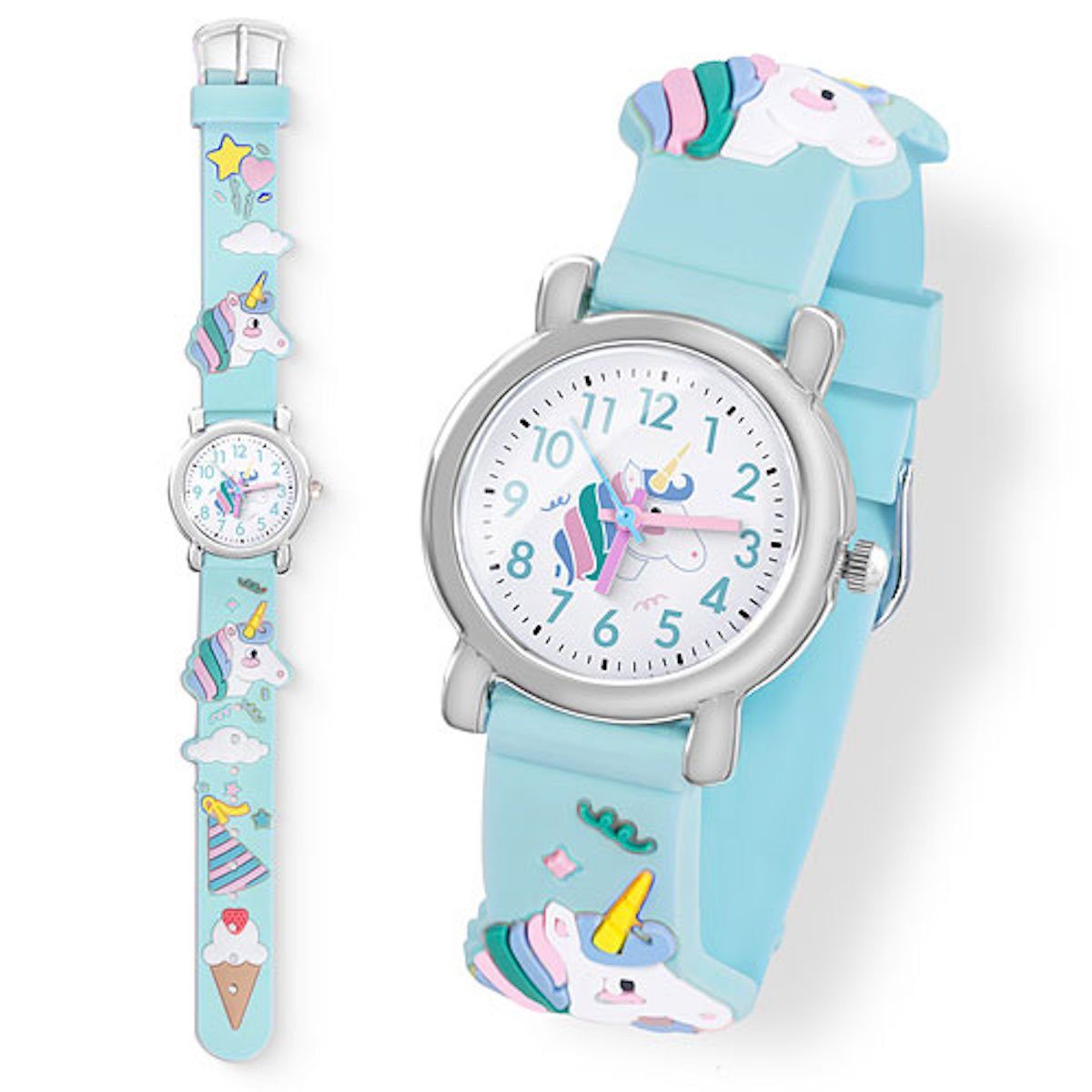 Taffstyle Sportuhr Kinder Armbanduhr Einhorn Silikon Uhr Farbige Gummi Mädchen Jungen, (Geschenk zum Weihnachten Geburtstag Einschulung 4 5 6 7 8 9 10 Jahre), Mädchen Sportuhr Bunte Kinderuhr Farbige Lernuhr Unicorn Silikonuhr