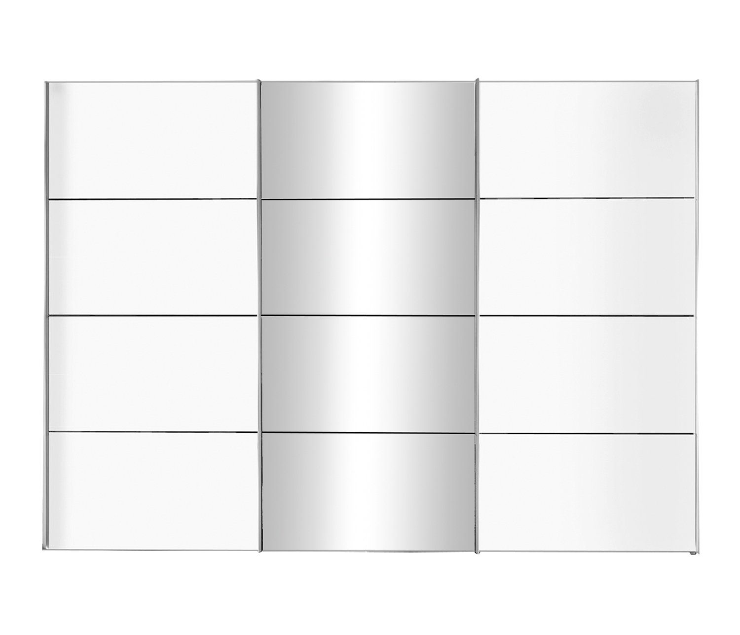 Teilfronten SYDNEY, Hochglanz, B H cm in LIV'IN cm, x 300 Schwebetürenschrank mit Polarweiß, Kristallspiegel Weiß 216