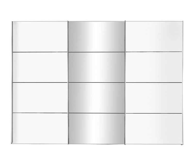 LIV'IN Schwebetürenschrank SYDNEY, Polarweiß, B 300 cm x H 216 cm, Teilfronten in Weiß Hochglanz, mit Kristallspiegel