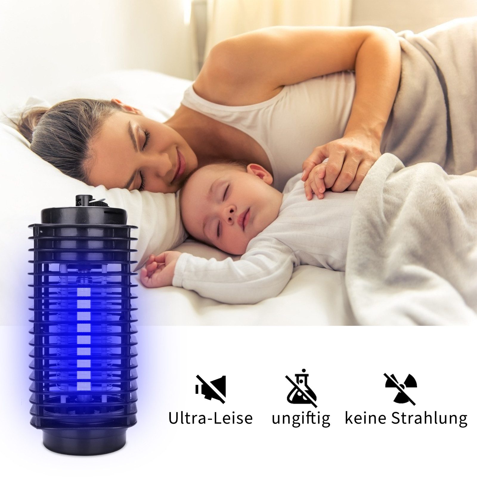 Clanmacy Ultraschall-Tierabwehr Elektrischer Insektenvernichter Mückenlampe LED mit UV-Licht, 3W/12W/30W/40W