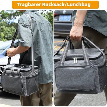 LETGOSPT Picknickkorb Lunchtasche 15L, Faltbar Kühltaschen Thermotasche für Picknick Camping, Kühltasche für Unterwegs/BBQs/Ausflügen/Einkaufen/Auto, Hellgrau