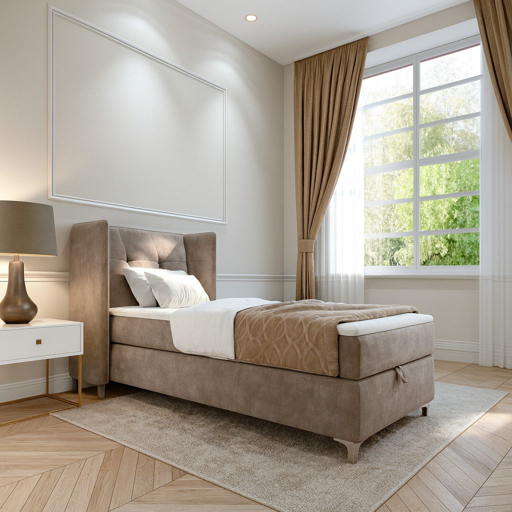 AN FURNITURE STORE Boxbett LOTOS mit Bettkasten, Matratze & Topper hoher Schlafkomfort, Boxspringbett inkl. Bettkasten und Topper