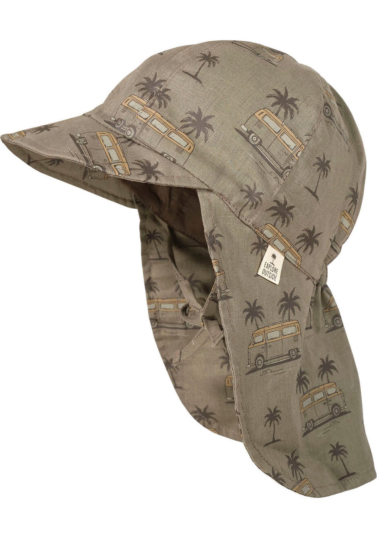 MAXIMO Schirmmütze in Leinenoptik mit Nackenschutz und Bindeband