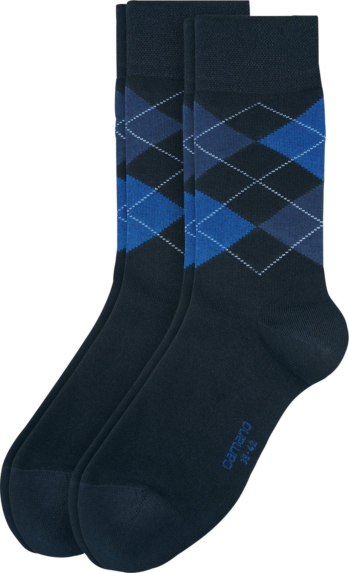 Camano Socken Herren-Socken 2 Paar gemustert blau