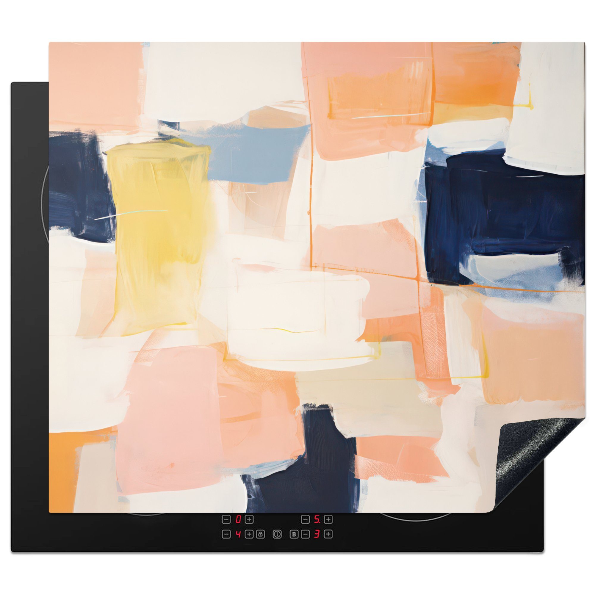 cm, - Abstrakt - Kunst Arbeitsfläche Pastell, Mobile tlg), Rosa nutzbar, - MuchoWow Vinyl, 60x52 (1 Ceranfeldabdeckung Herdblende-/Abdeckplatte