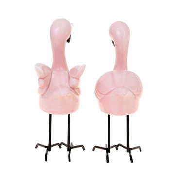 Flanacom Tierfigur Flamingo Dekofiguren Set Rosa 16 x 10 cm Deko (2 St), Wohnzimmer Gartendeko für draußen Geschenk für Frauen