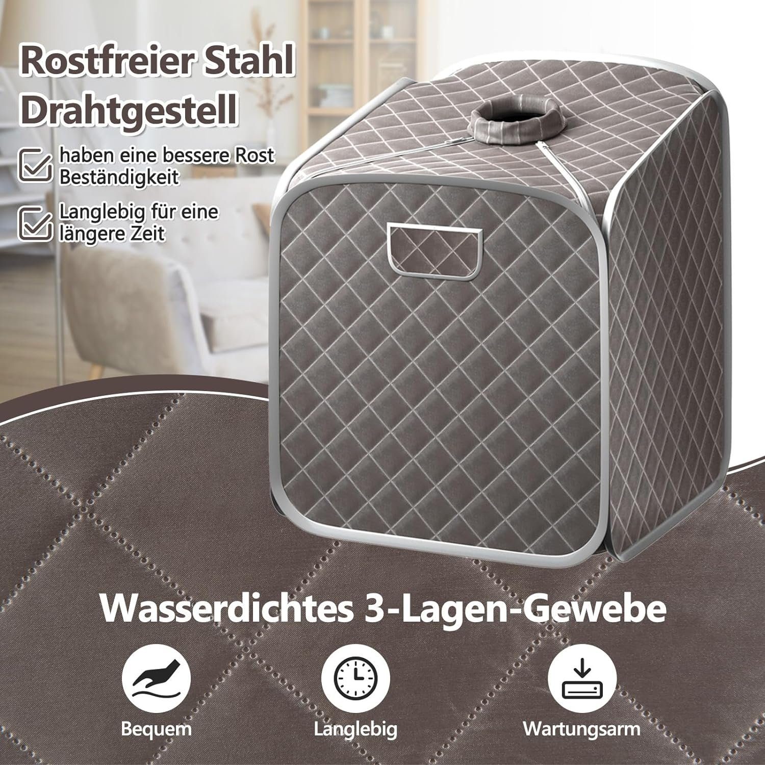 KOMFOTTEU Sauna Dampfsauna, 9 einstellbare Temperaturstufen, 2L