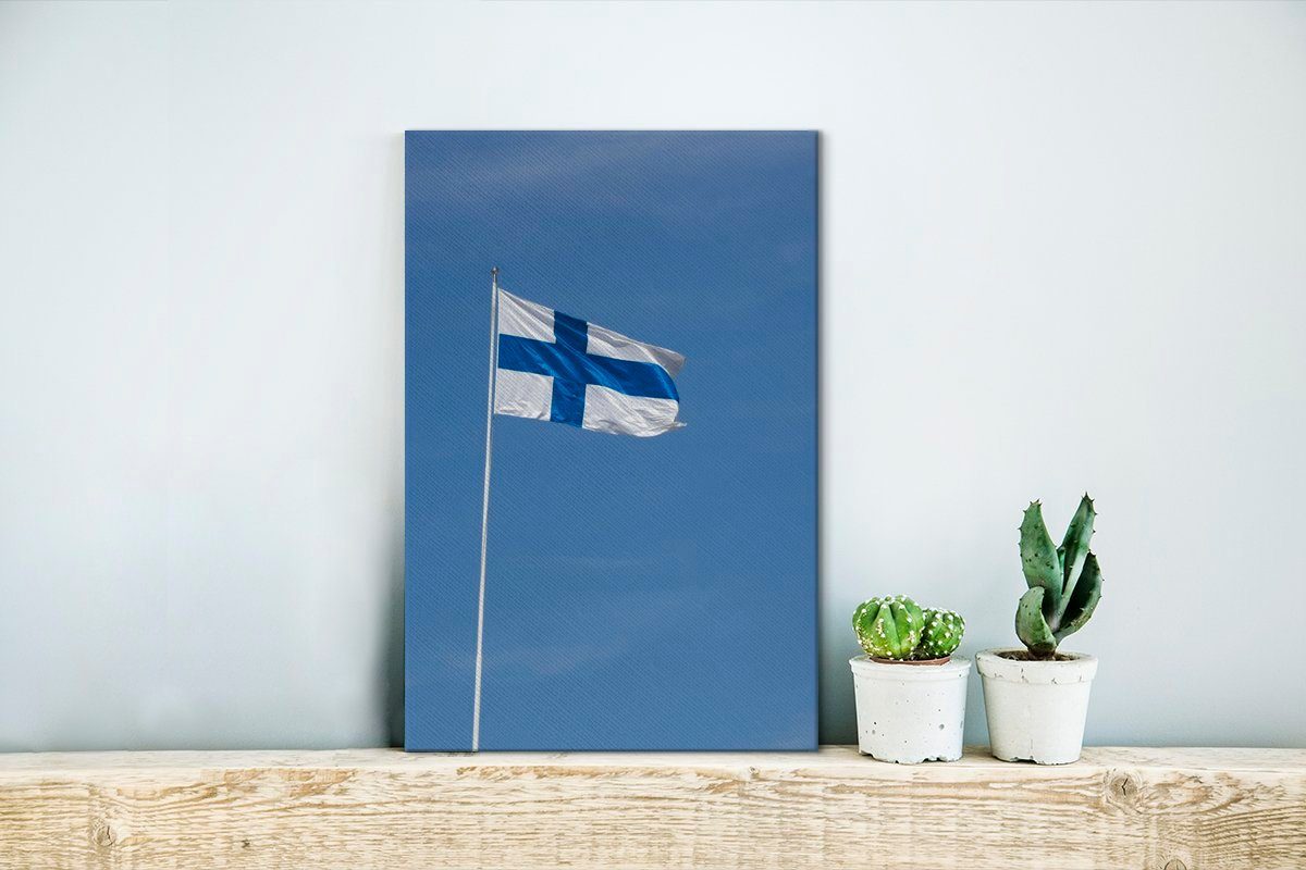 OneMillionCanvasses® Leinwandbild Die Flagge (1 Himmel, 20x30 blauem Finnland bespannt inkl. Gemälde, St), cm mit fertig von Zackenaufhänger, Leinwandbild
