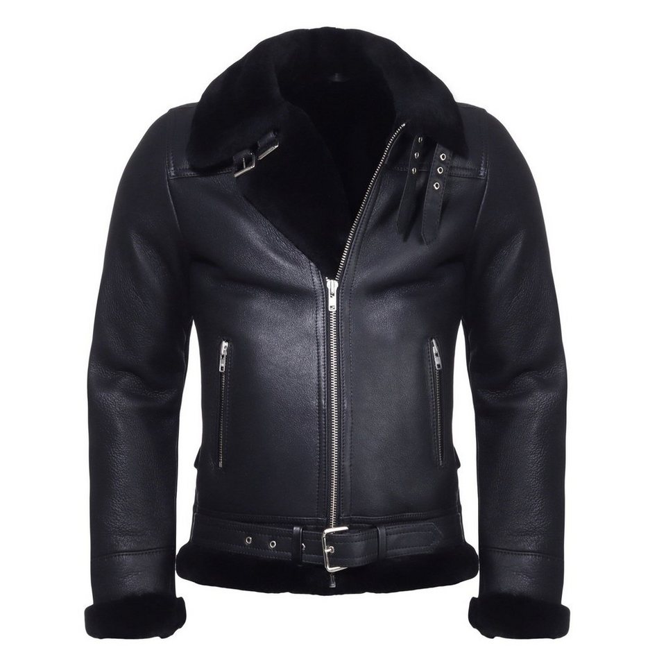 Herren lederjacke mit fell schwarz Clearance