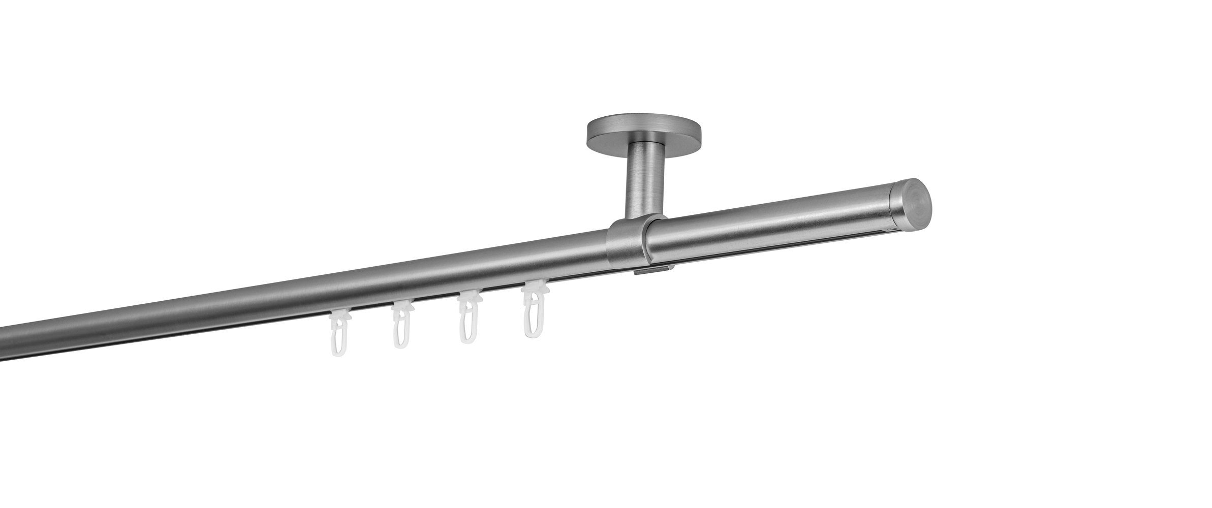 4cm mm, verschraubt Bohren, 1-läufig-läufig, 20 Maßanfertigung, Profil Deckenabstand Gardinenstange Ø ondeco, Match, Edelstahl-Optik