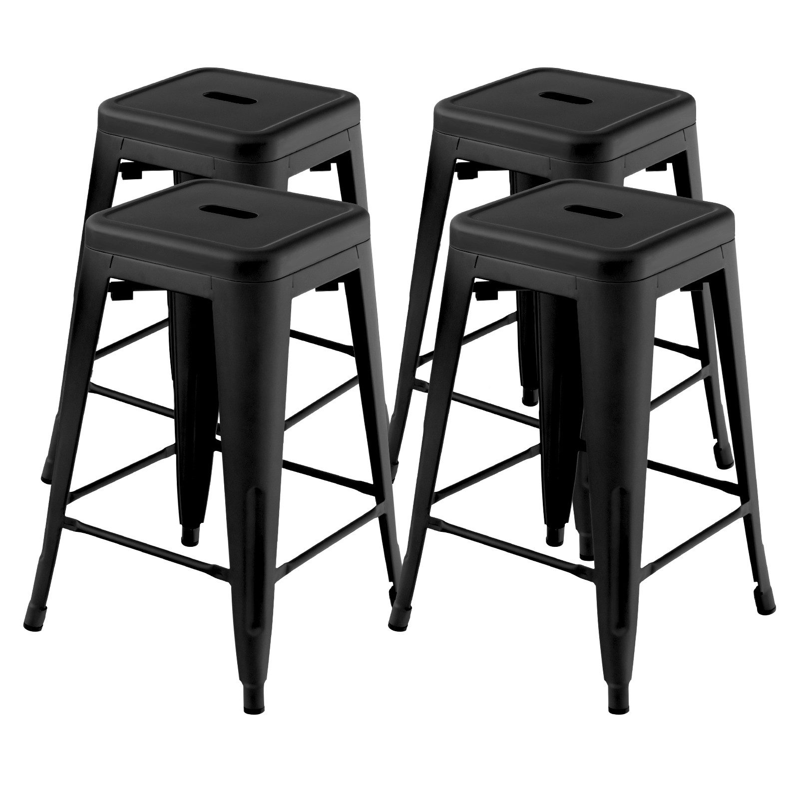 COSTWAY Barhocker, 4er Set, stapelbar, mit Fußstütze, Metall, Sitzhöhe 61cm