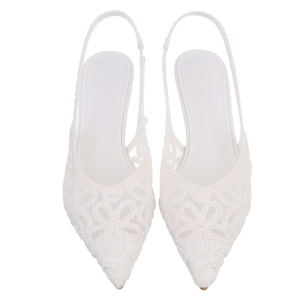 Ital-Design Brautschuhe Festliche Pumps mit Spitzenoptik für Damen Schnürpumps (91895698) Pfennig-/Stilettoabsatz Pumps in Weiß – Bild 4 von 5