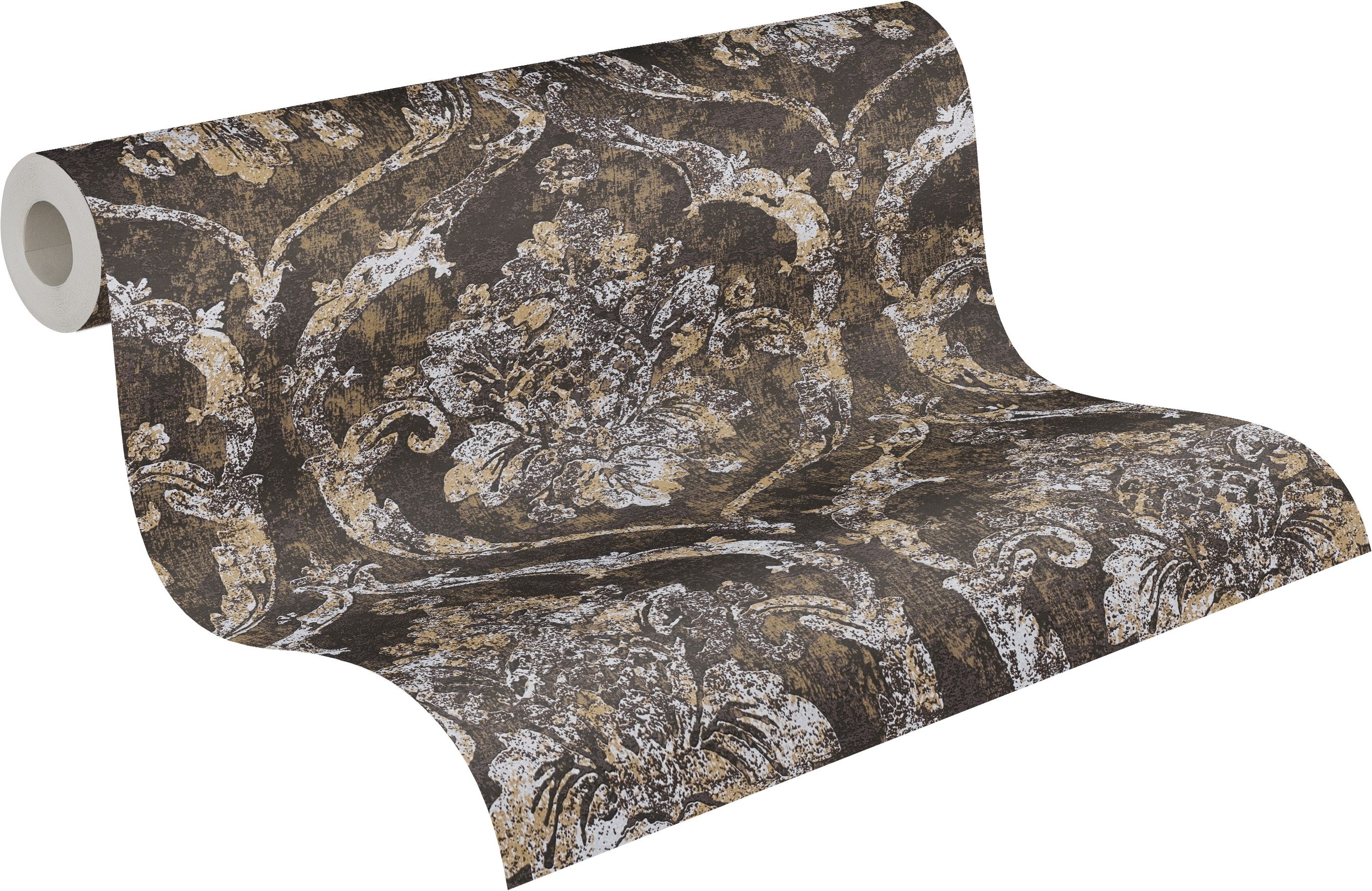 living walls Vliestapete Vibes & Styles Davide – Maison Du Temps Vliestapete, leicht strukturiert, ornamental, (1 St), Elegantes Ornamentdesign mit Vintage-Charakter und edlem Glanzeffekt