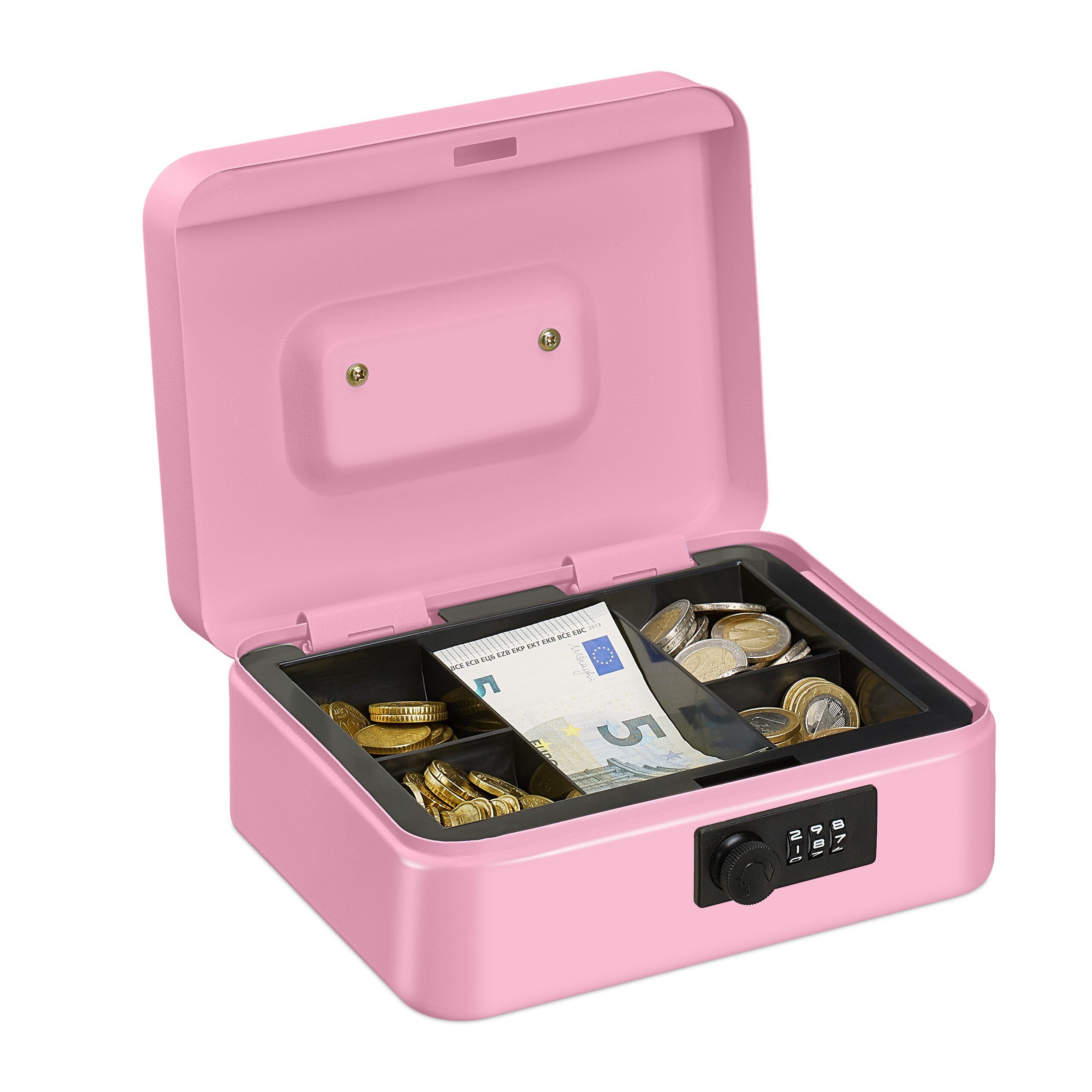 relaxdays Geldkassette mit Zahlenkombination (1 St), Pink