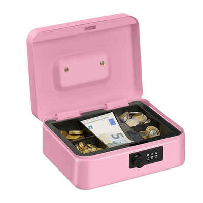 relaxdays Geldkassette Geldkassette mit Zahlenkombination, Pink