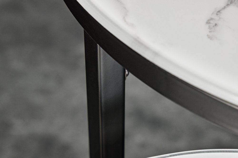 LebensWohnArt Beistelltisch Elegantes Beistelltisch Marmor-Dekor 2er 50cm Set MARMO schwarz-weiss