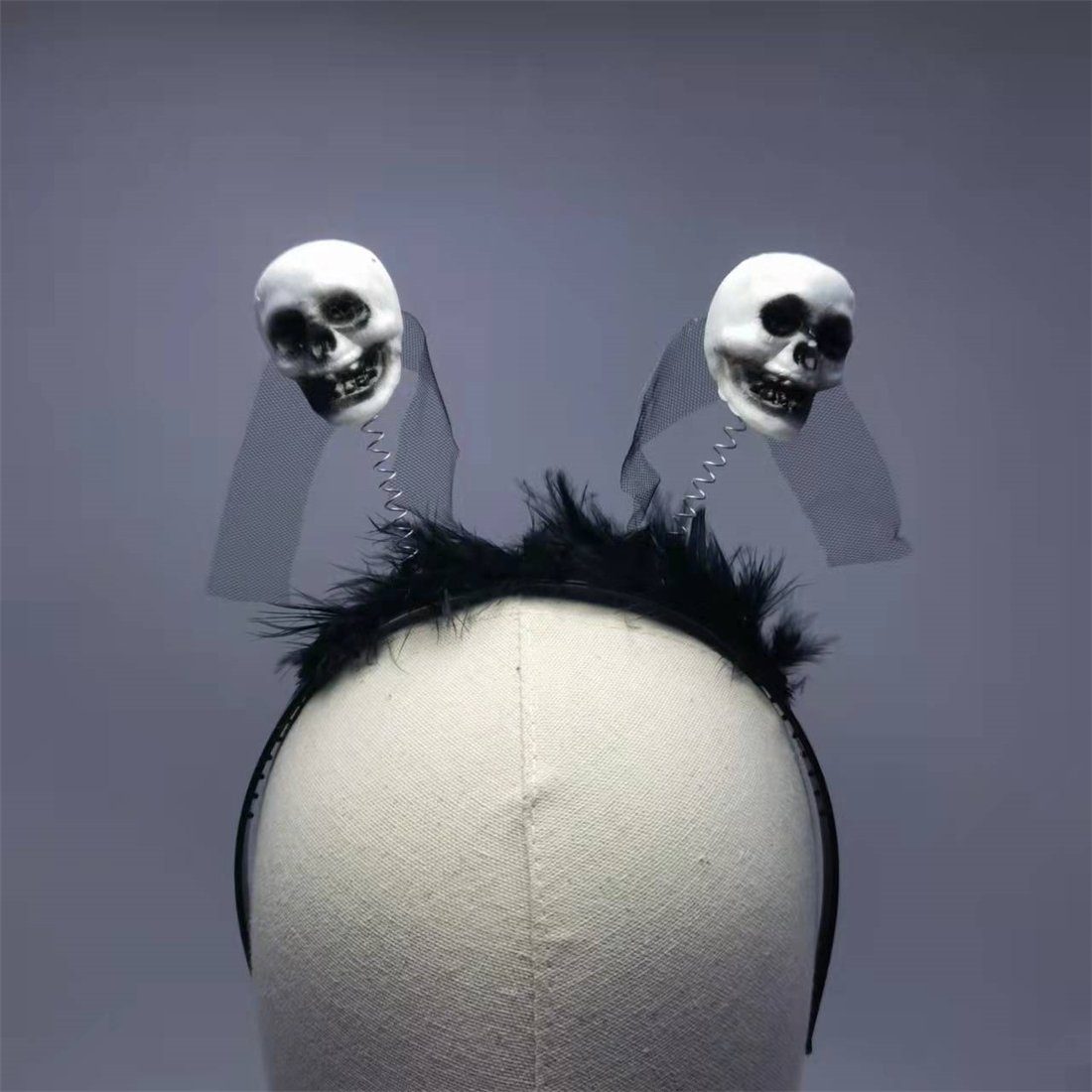 Gespenst (1-tlg), Halloween Mesh deko Abschlussball, Kopfbedeckungen Schwarz Bühne für Halloween, YOOdy~ Party,festliche,halloween Kopf Skelett Diadem