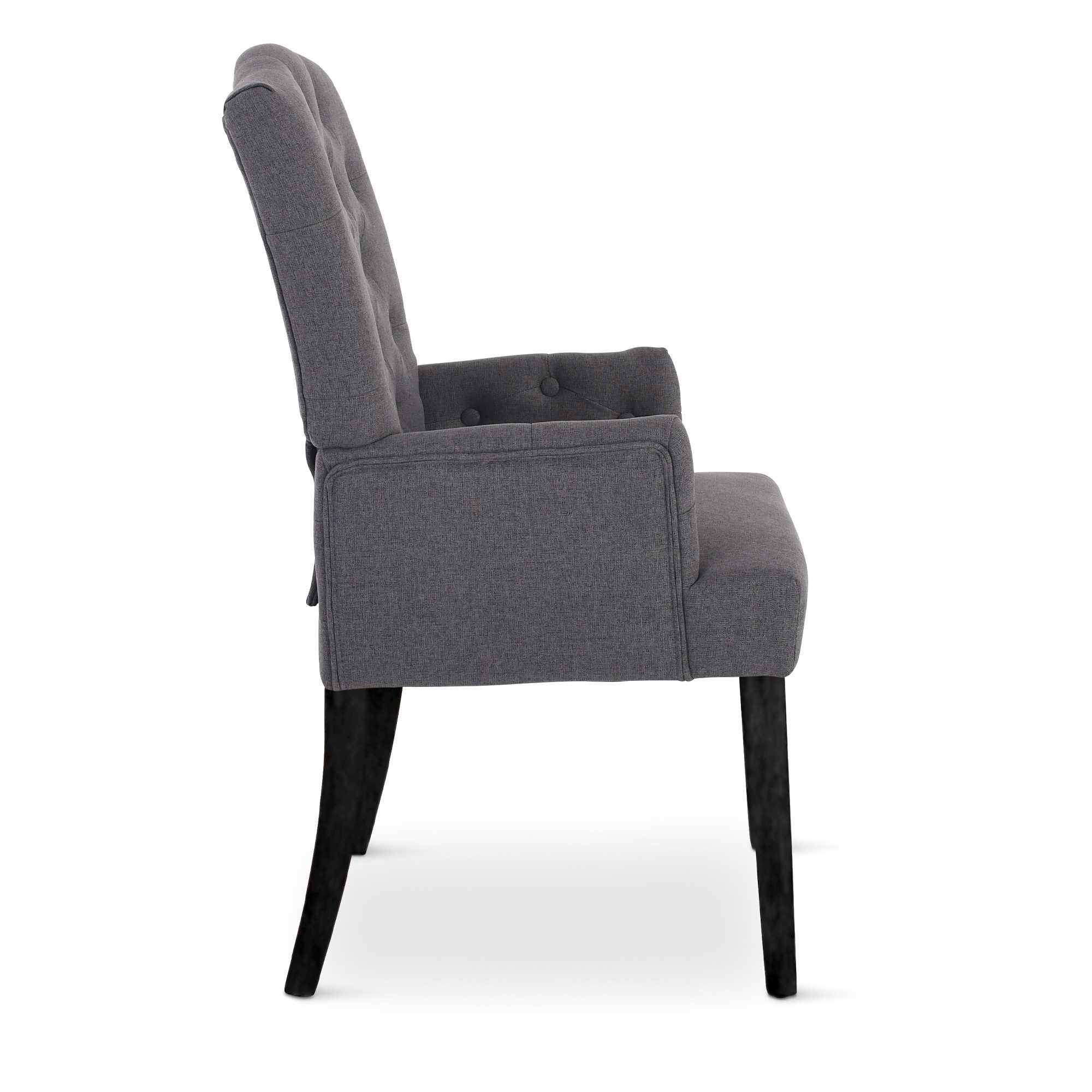 Raburg Esszimmerstuhl Polsterstuhl mit Armlehnen, Chesterfield-Design, Bein günstig online kaufen