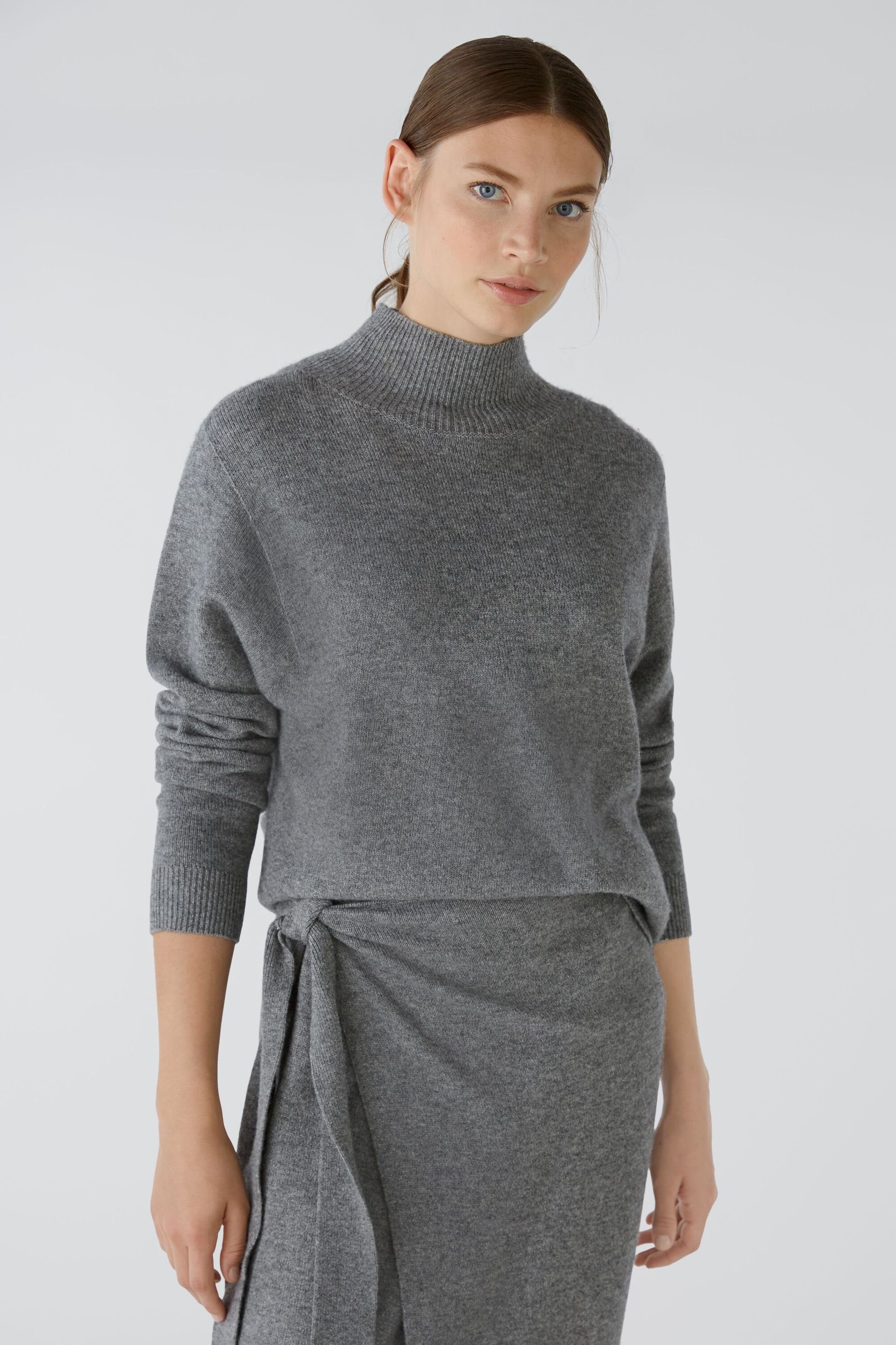 Wollmischung Oui Pullover grey Strickpullover