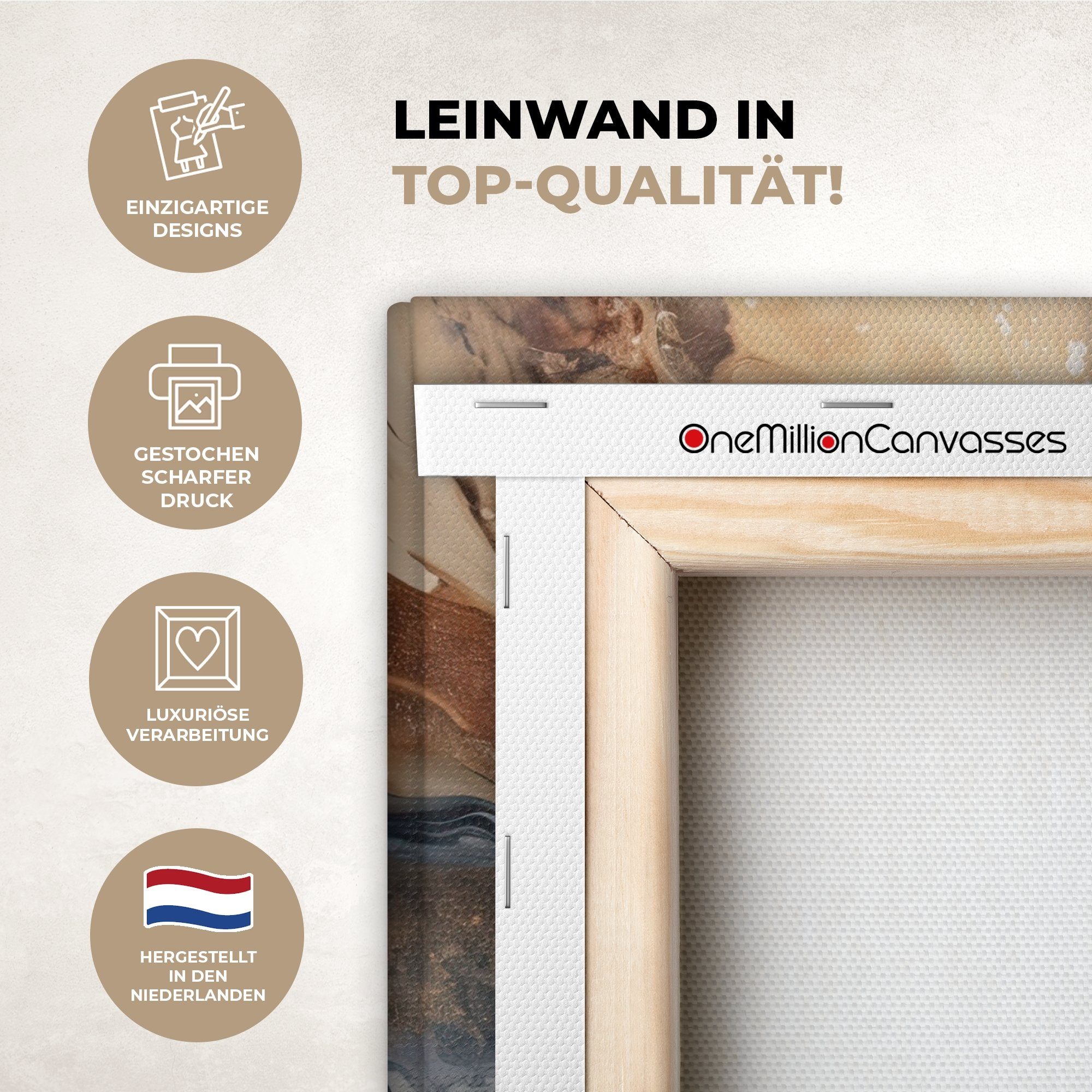 OneMillionCanvasses® Leinwandbild Abstrakt - Kunst - Farbe - Beige - Modern, Fotodruck (1 St), Wandbild, Deko Schlafzimmer Wohnzimmer Flur 20x20 cm