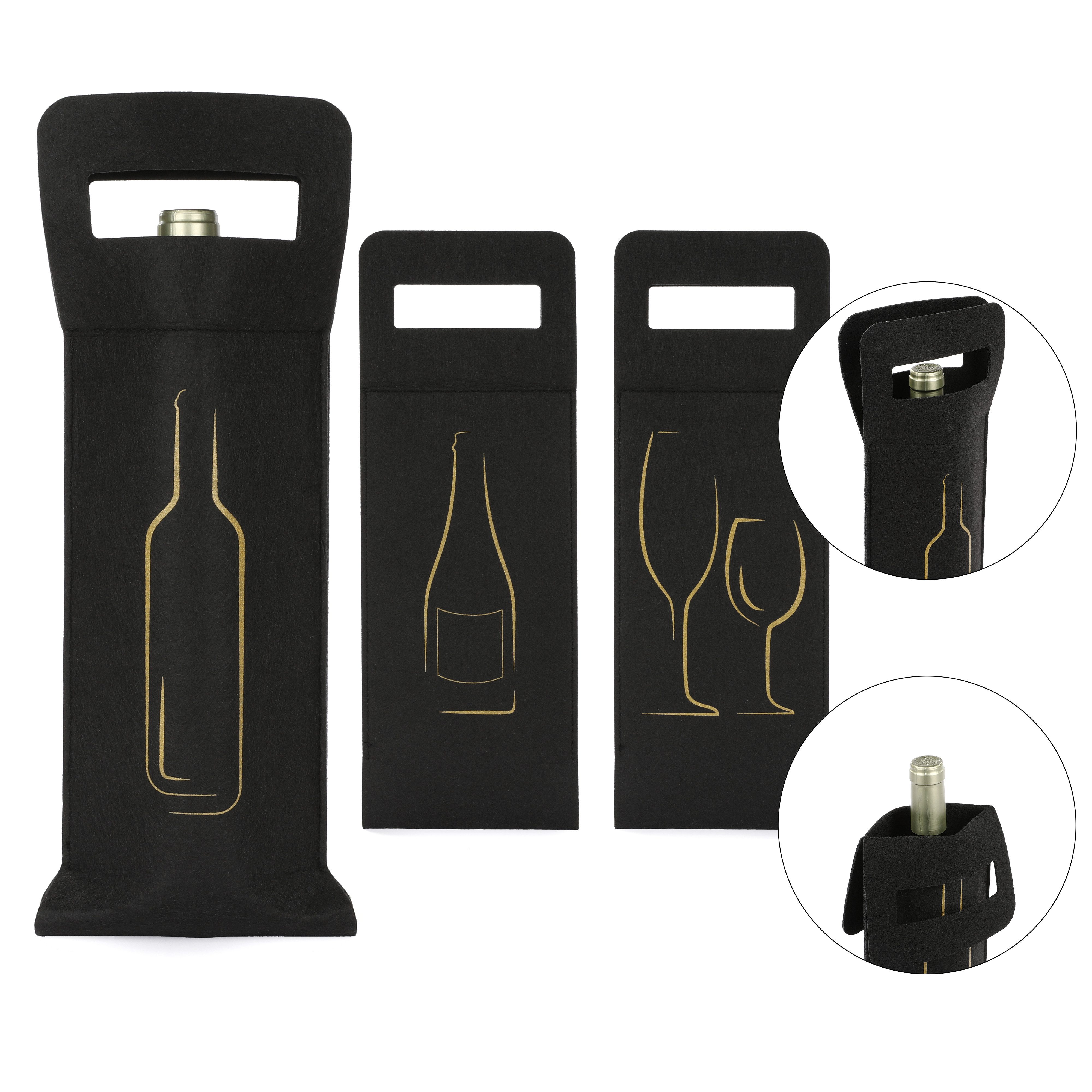 Nordstern Flaschenträger Filz Flaschentüten Geschenktüten für Wein-, Likör- und Sektflaschen (3-St., 3er Set)