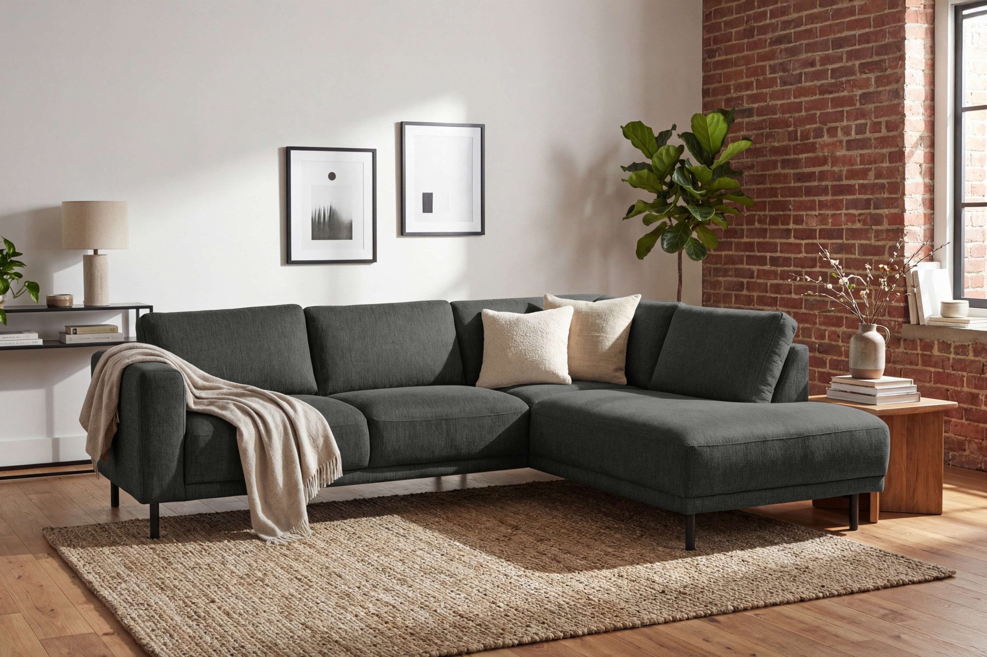 OTTO home Ecksofa Sveeva, L-Form, B.240 cm, schwarze Metallfüße, langlebiger Webstoff, mit Wellenunterfederung, viele Farben
