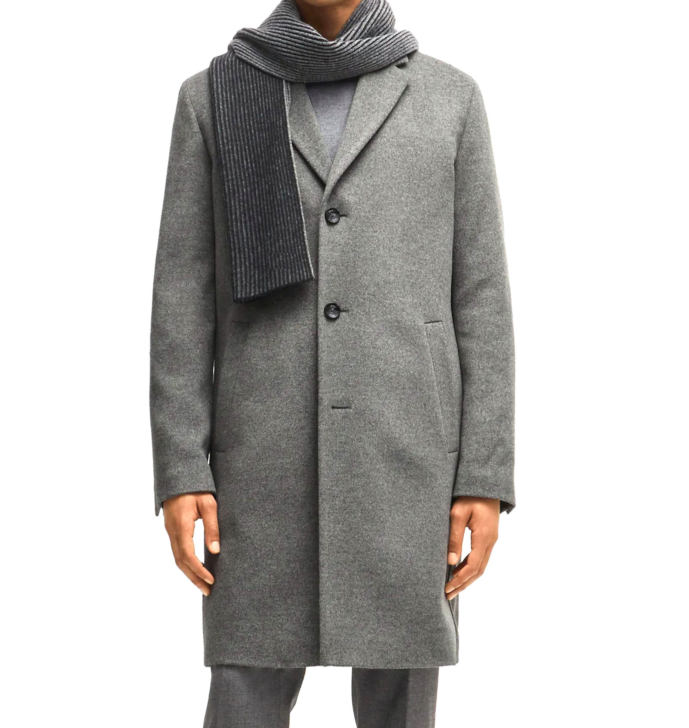 Keskin Collection Kurzmantel Edler Mantel Wolloptik Flexibler Stoff Modern-fit Grau Kurzmantel Reverskragen