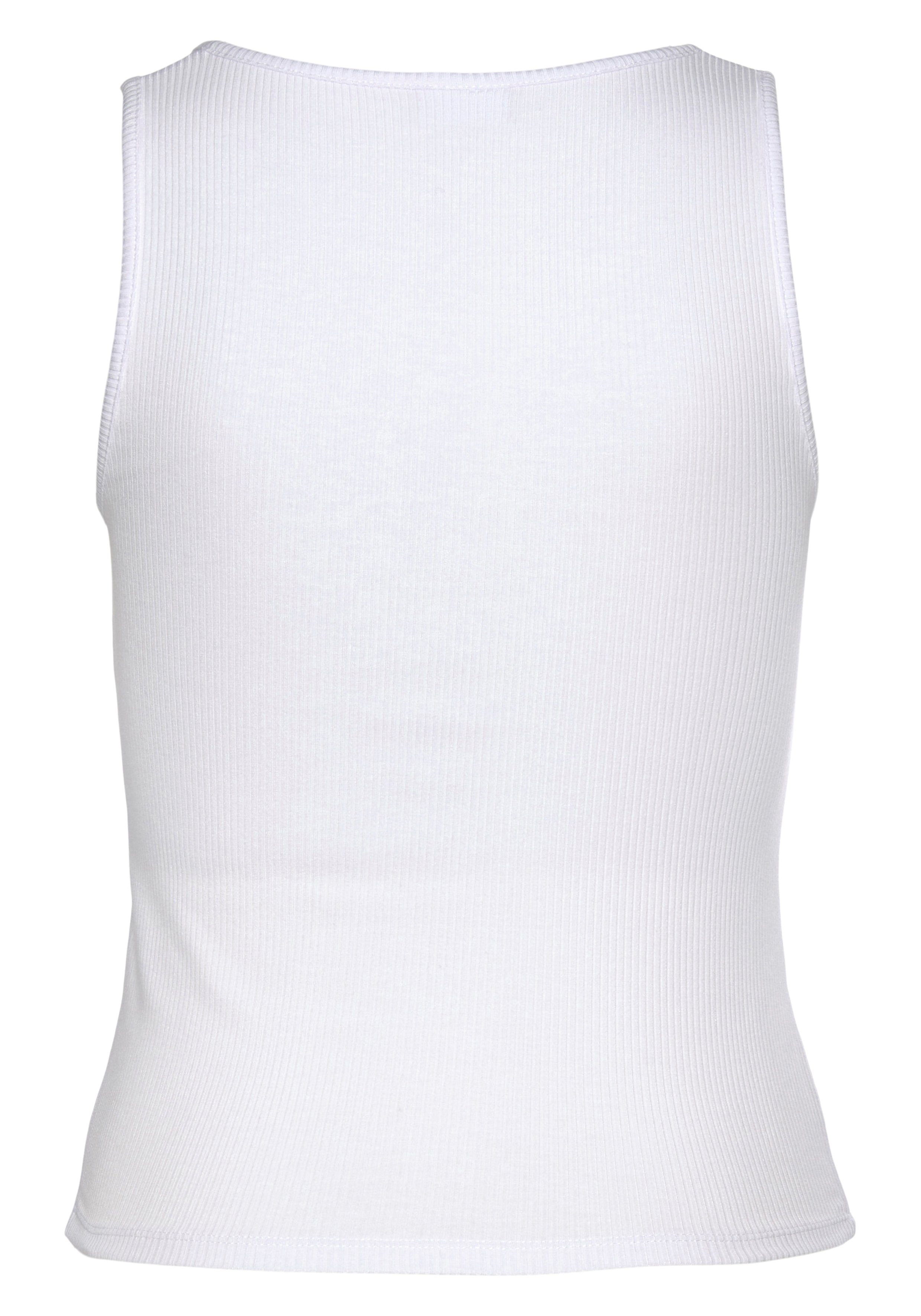 LASCANA Ripptanktop mit kleinem V-Ausschnitt, figurbetontes Damentop, Basic