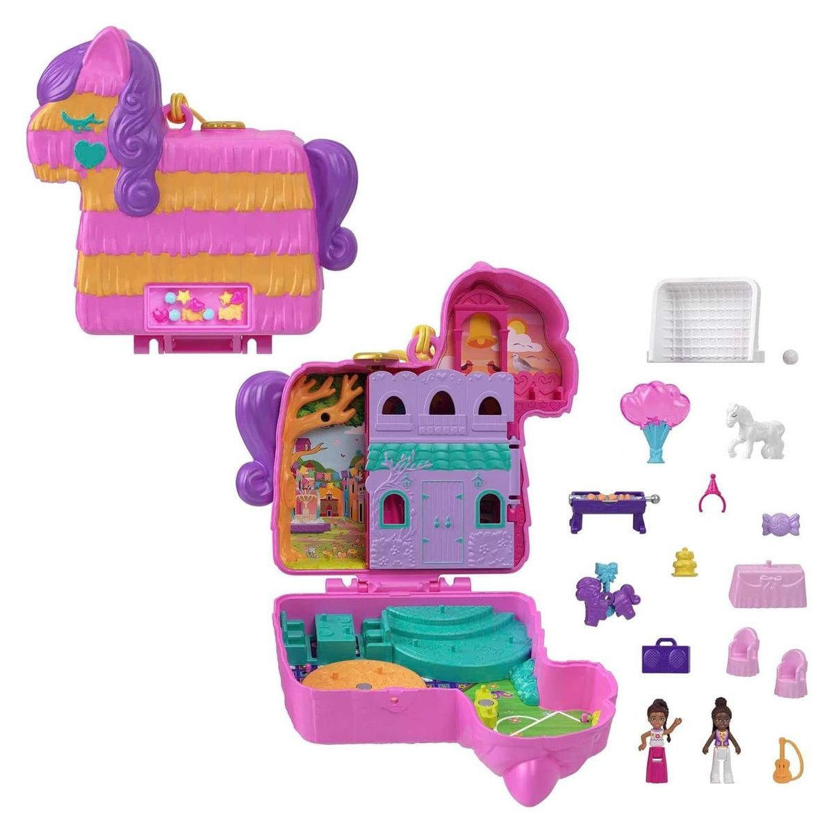 Spielwelt Mattel HKV32 - Polly Pocket - Piñata-Party Schatulle, Pferde-Piñata
