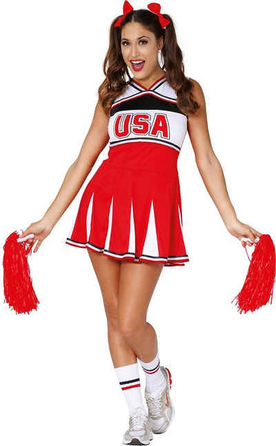 Fiestas Guirca Kostüm, Rotes Cheerleader Kleid Kostüm für Damen